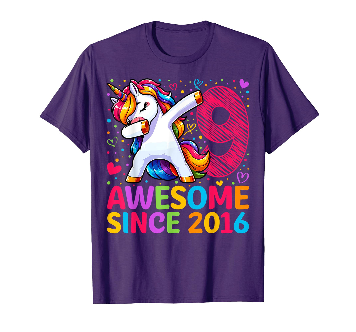9 Year Old Unicorn Dabbing 9th Birthday Girl Party T-Shirt