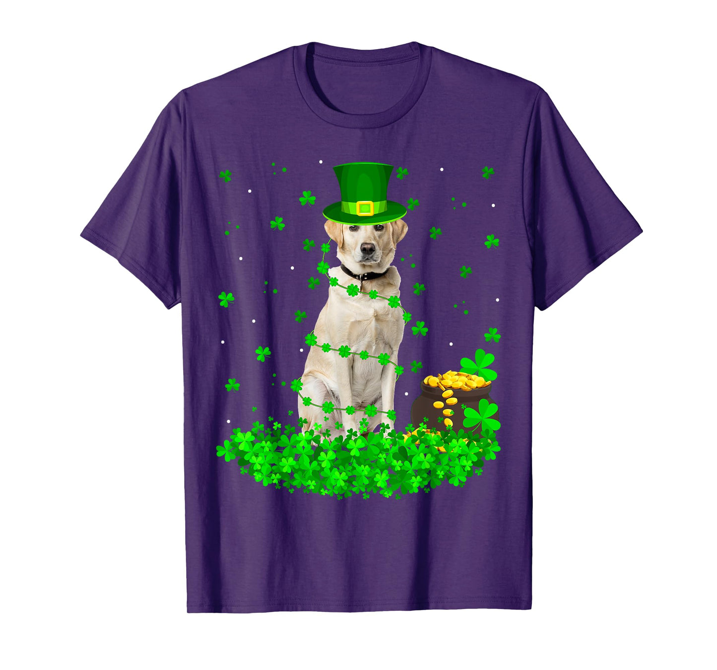 Funny Shamrock Leprechaun Hat Labrador Dog St. Patrick's Day T-Shirt for Men Women Kids