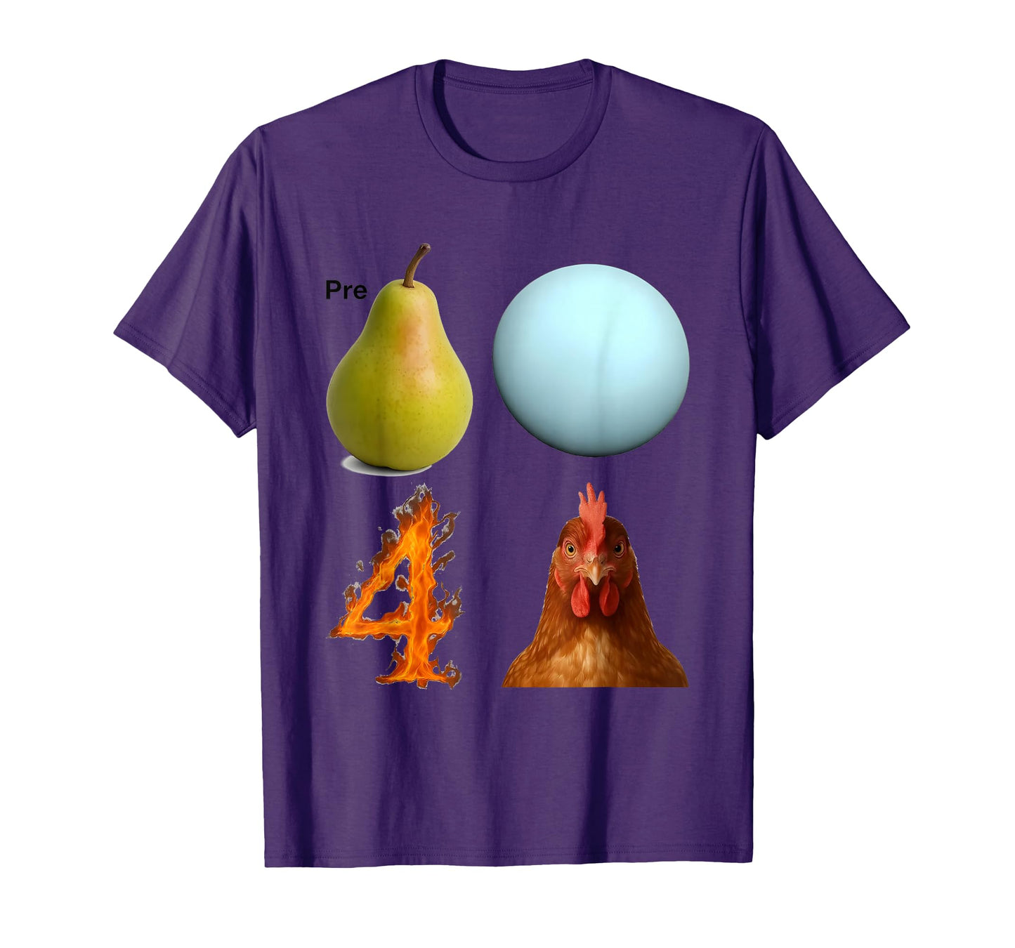 Pre Pear Ball Fire Chicken Funny Pun Meme T-Shirt