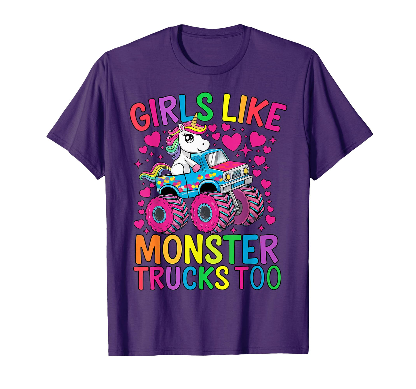 Girls Like Monster Trucks Too Funny Unicorn Monster Truck T-Shirt
