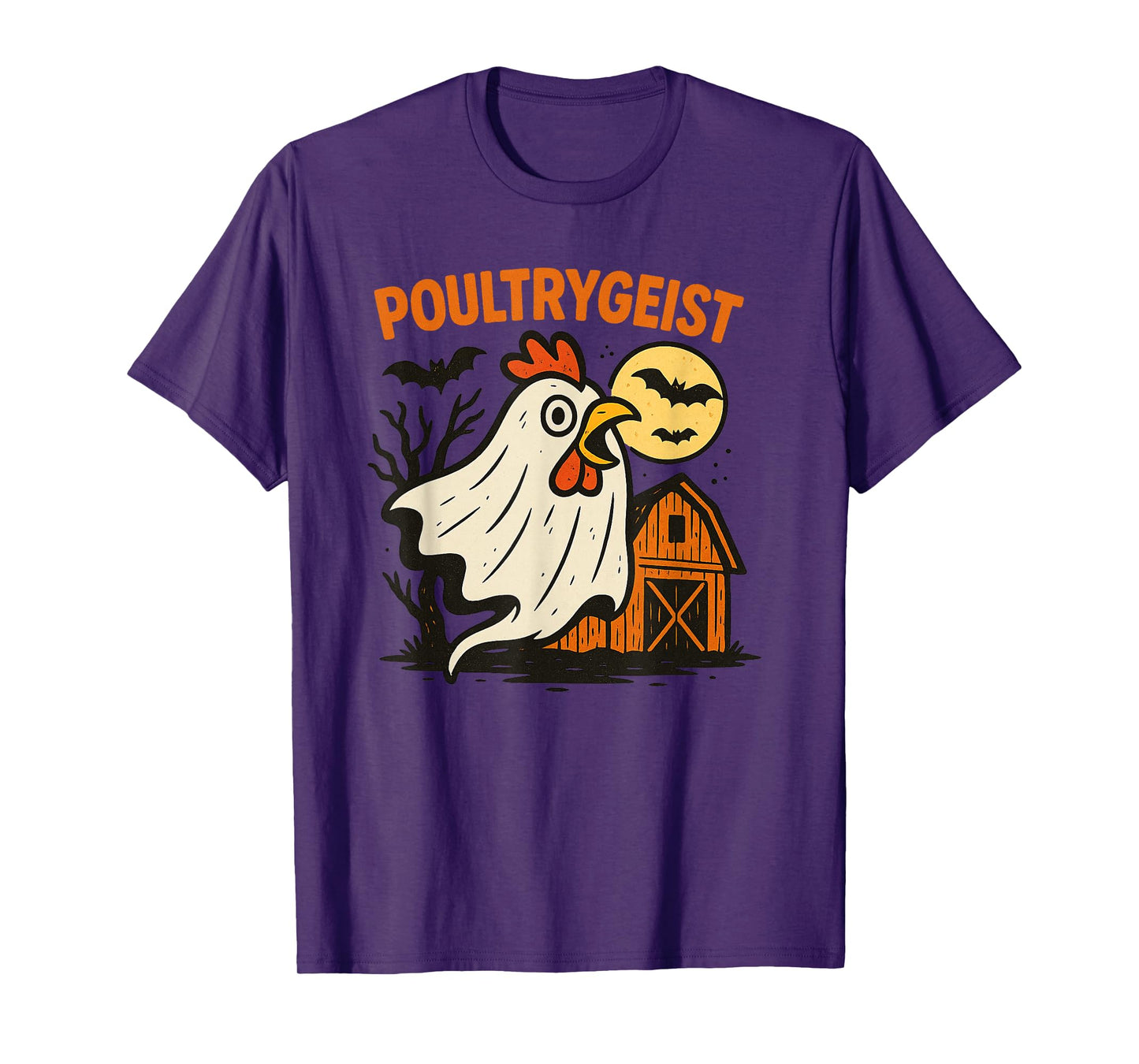 Poultrygeist Funny Chicken Ghost Halloween Pun Design T-Shirt