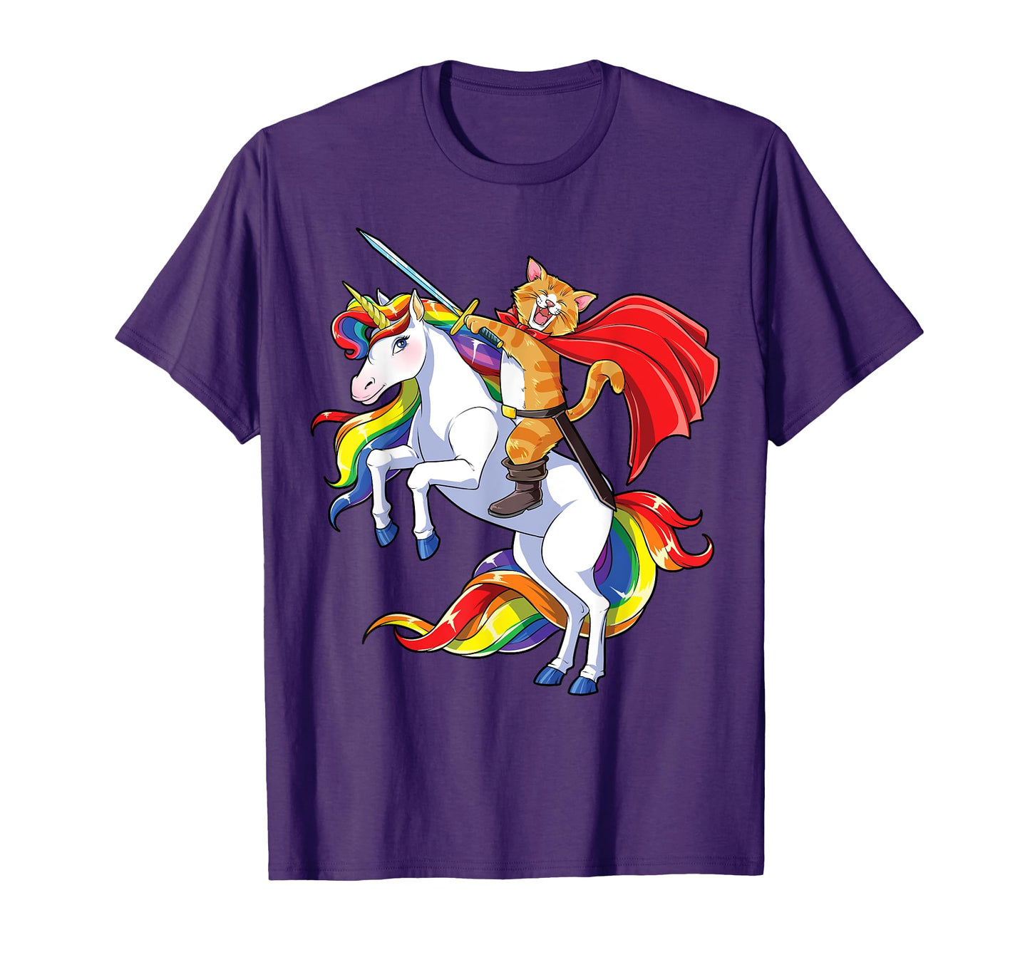 Cat Riding Unicorn Funny Caticorn Kittycorn Kitty Kitten T-Shirt for Men Women Kids