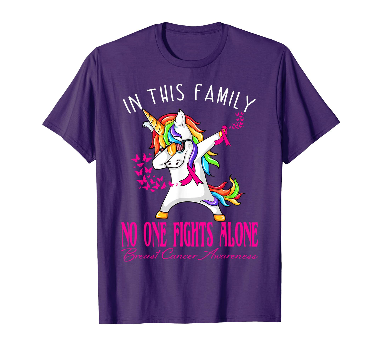 In This Family No One Fights Alone Breast Cancer Awareness T-Shirt