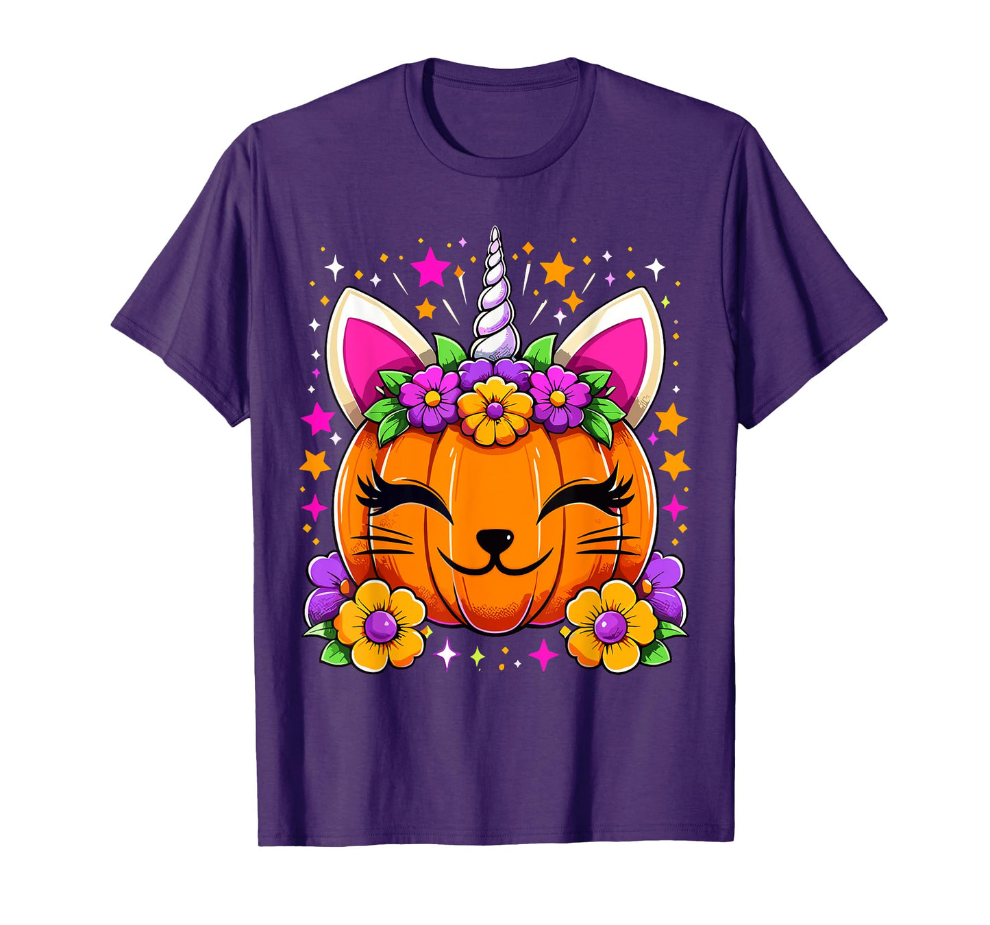 Halloween Unicorn Pumpkin Girls Costume T-Shirt