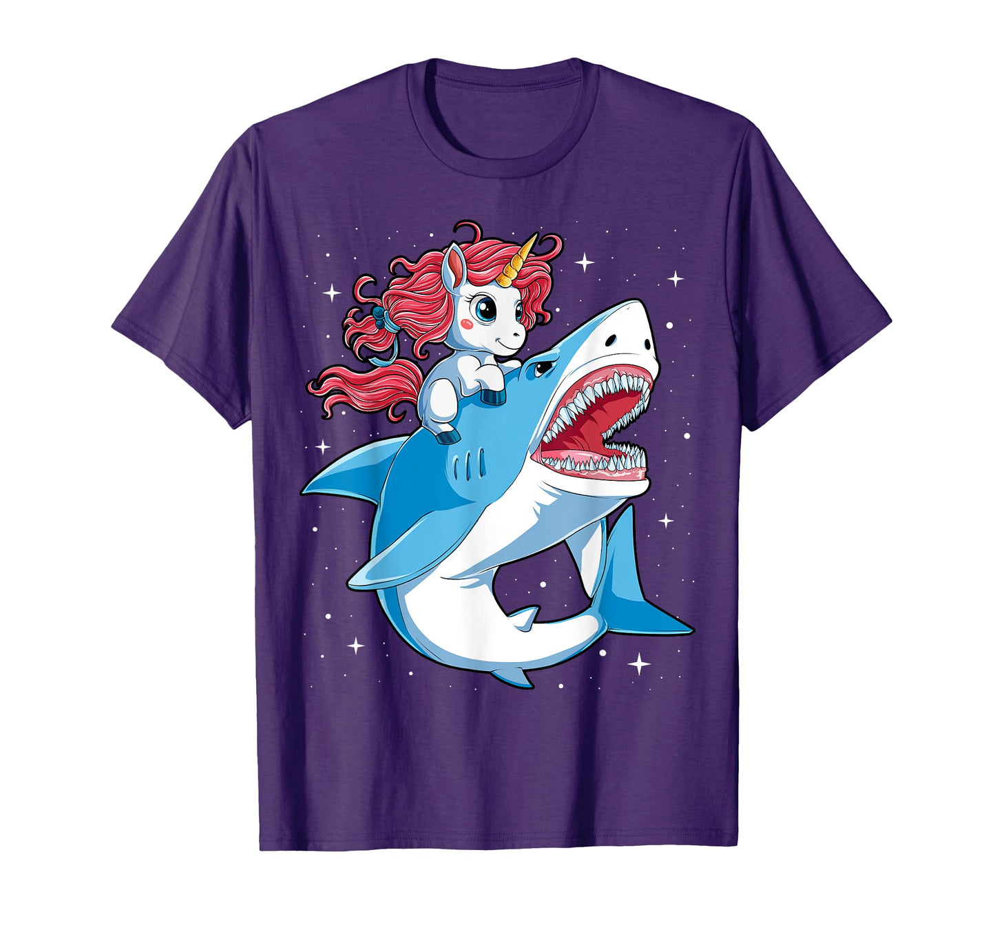 Unicorn Riding Shark T shirt Boys Kids Space Galaxy Gifts T-Shirt