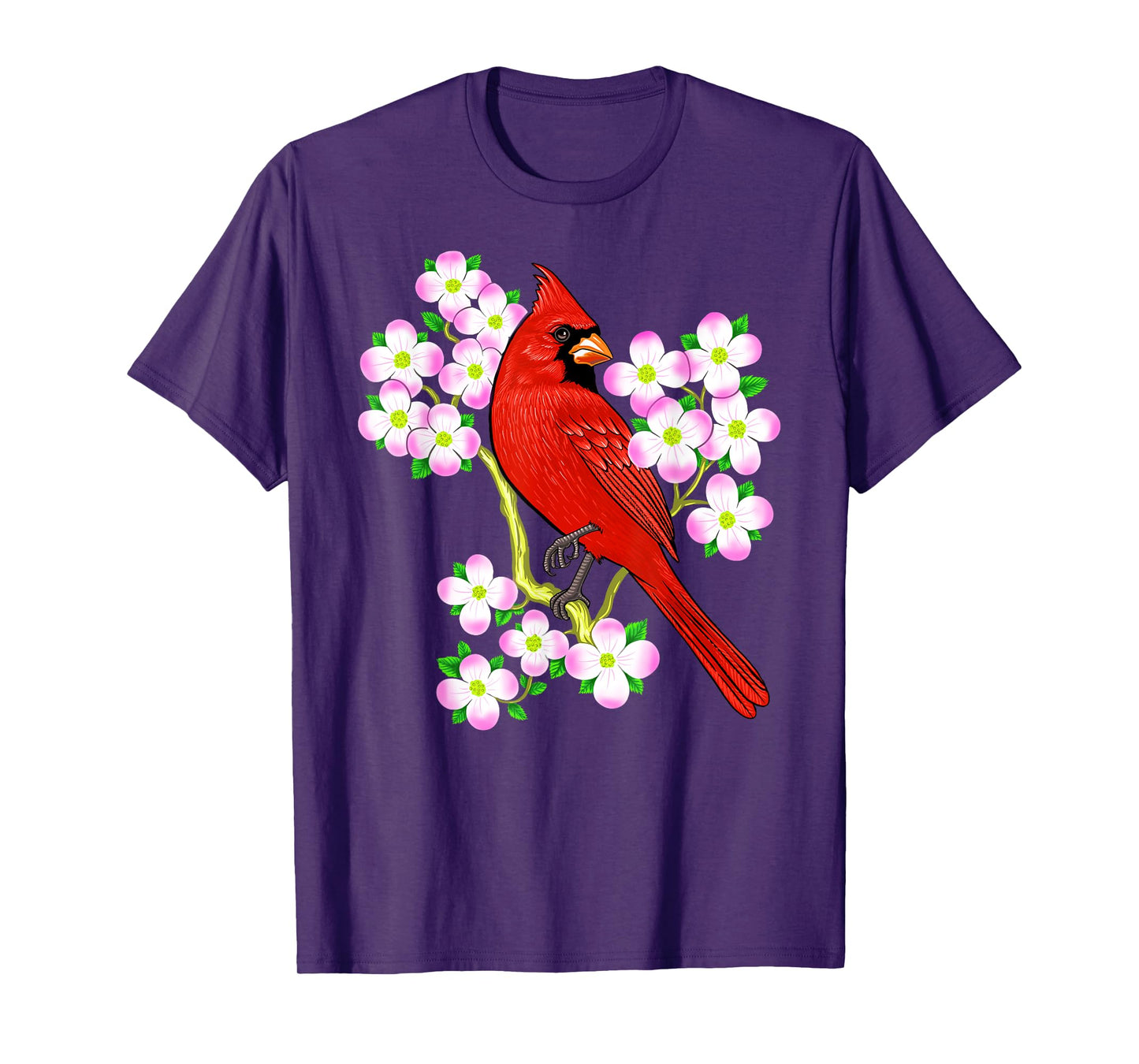 Red Cardinal Bird Dogwood Flower North Carolina Virginia T-Shirt