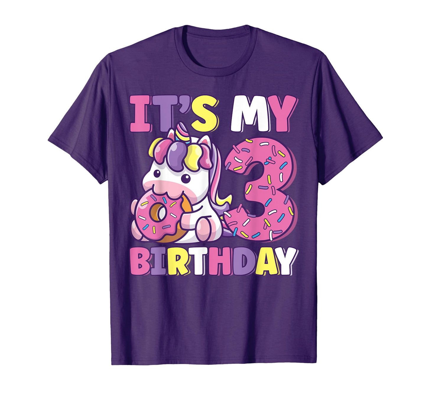 It's My 3rd Birthday Party Cute Girls Donut Birthday Unicorn T-Shirt