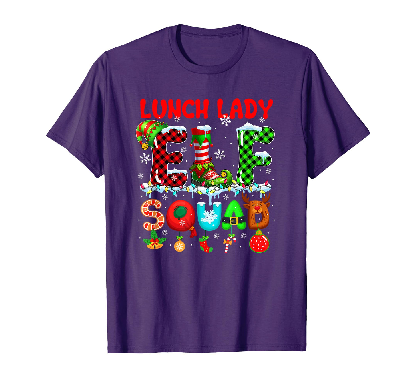 Lunch Lady Elf Squad Christmas Colorful Funny Job Team T-Shirt