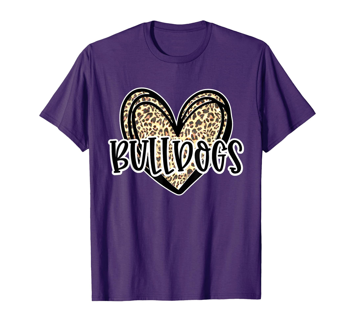 Bulldogs Mascot Leopard Cheetah Heart Fall Football Sport T-Shirt