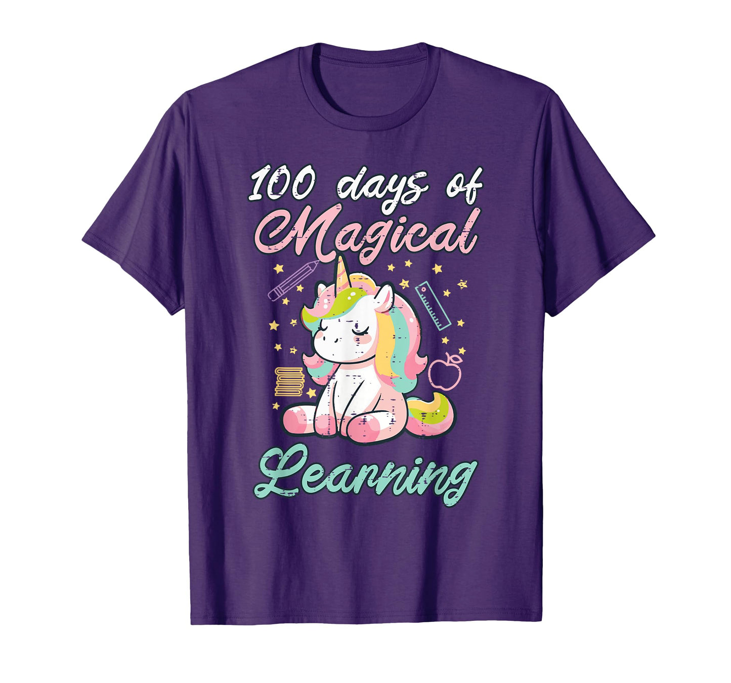 100 Days Magical Learning Unicorn 100th Day Girls Kids Women T-Shirt