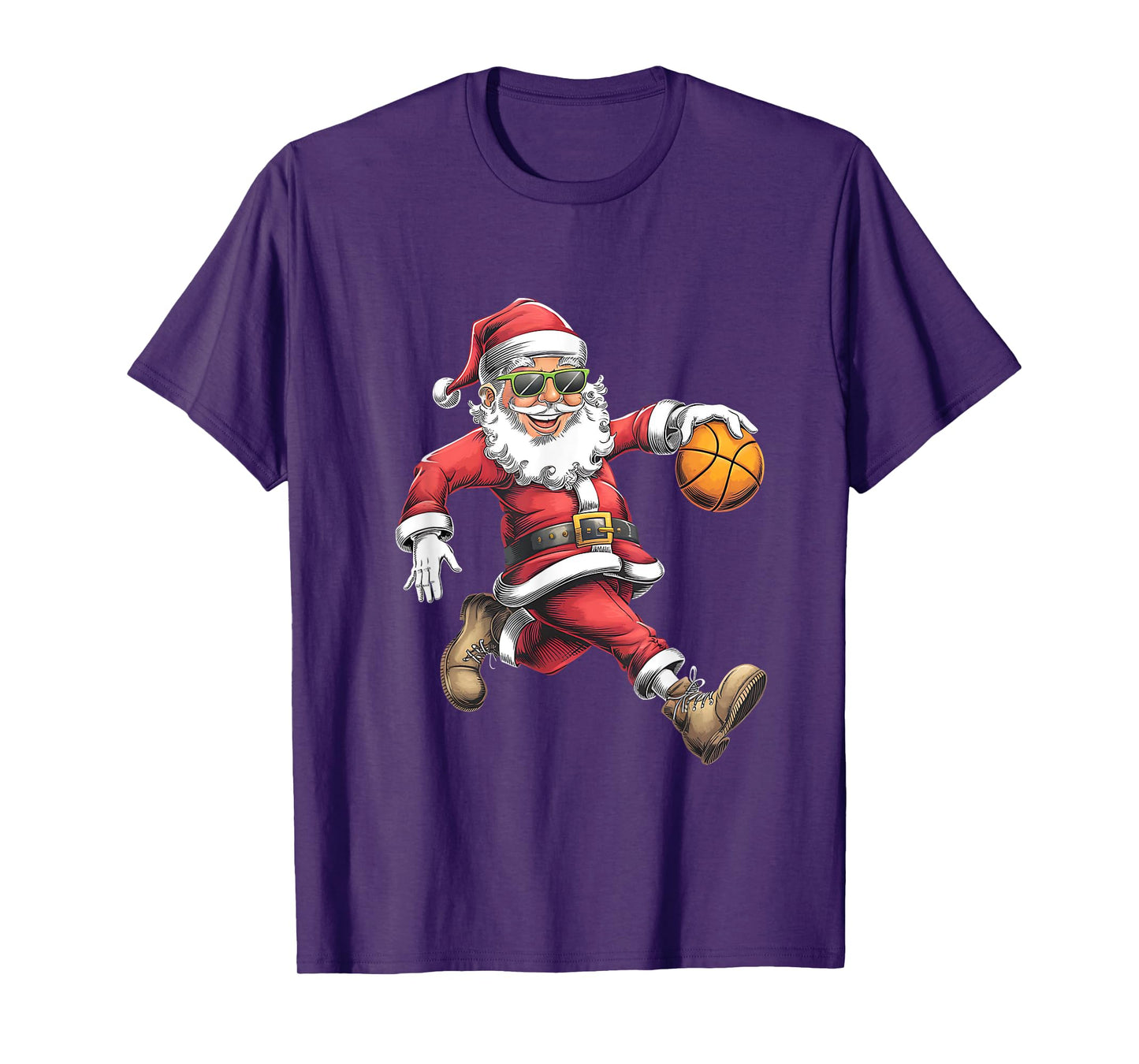 Christmas Santa Claus Dunking A Basketball Boys Kids Xmas T-Shirt