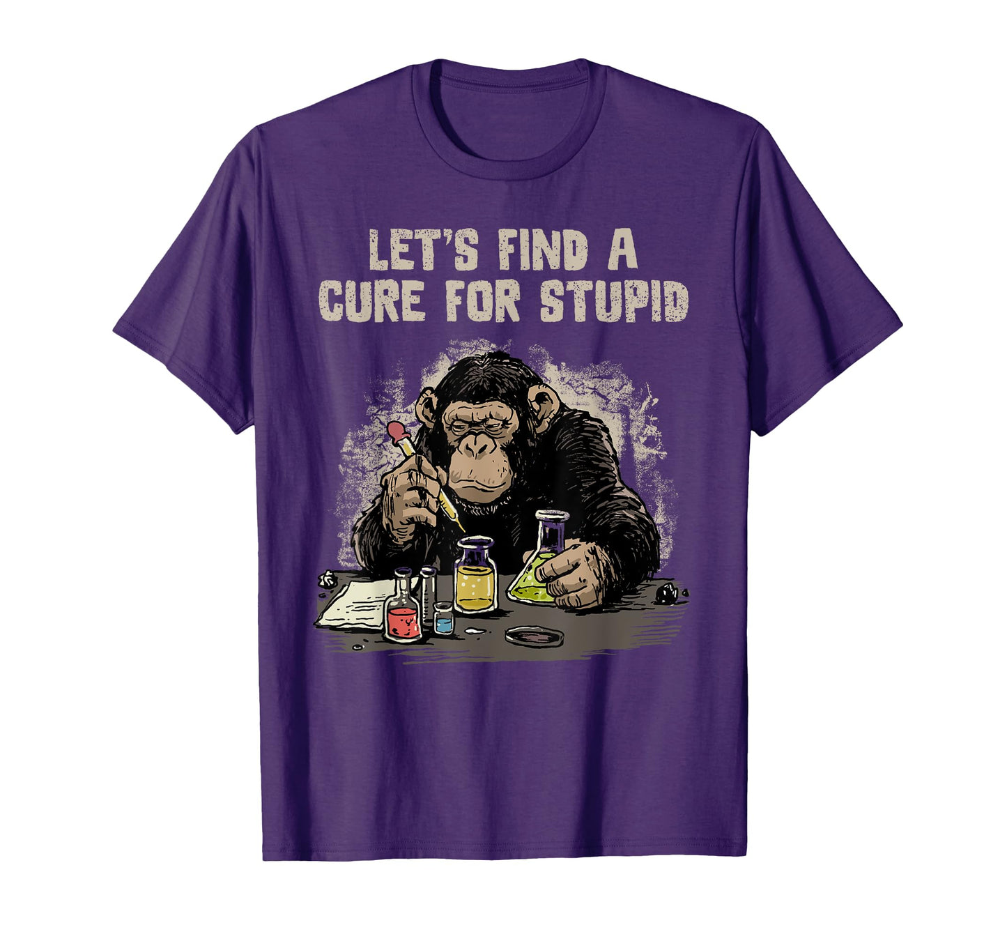 Funny Monkey Shirt Let's Cute Stupid People Lab Science T-Shirt