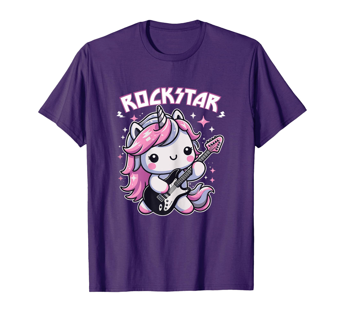 Rockstar Unicorn Playing Guitar Guitarist Kids Girls T-Shirt