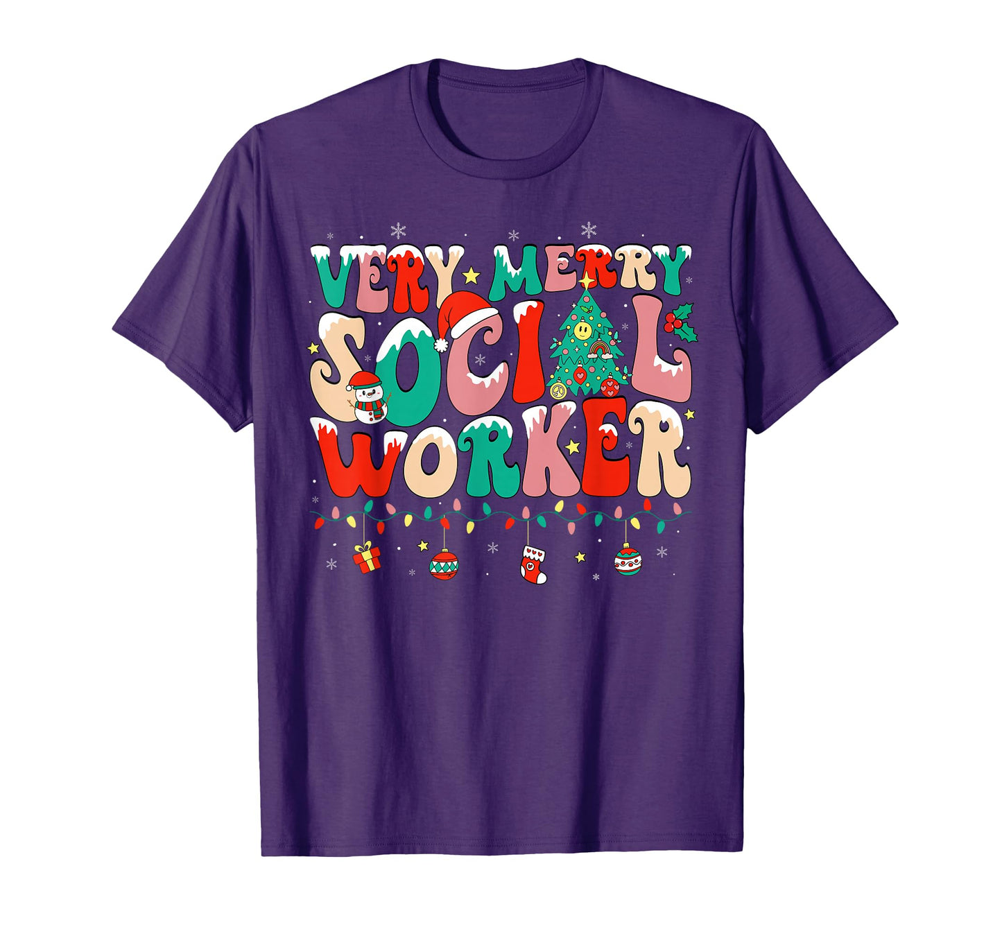 Very Merry Social Worker Xmas Cool Christmas Social Worker T-Shirt