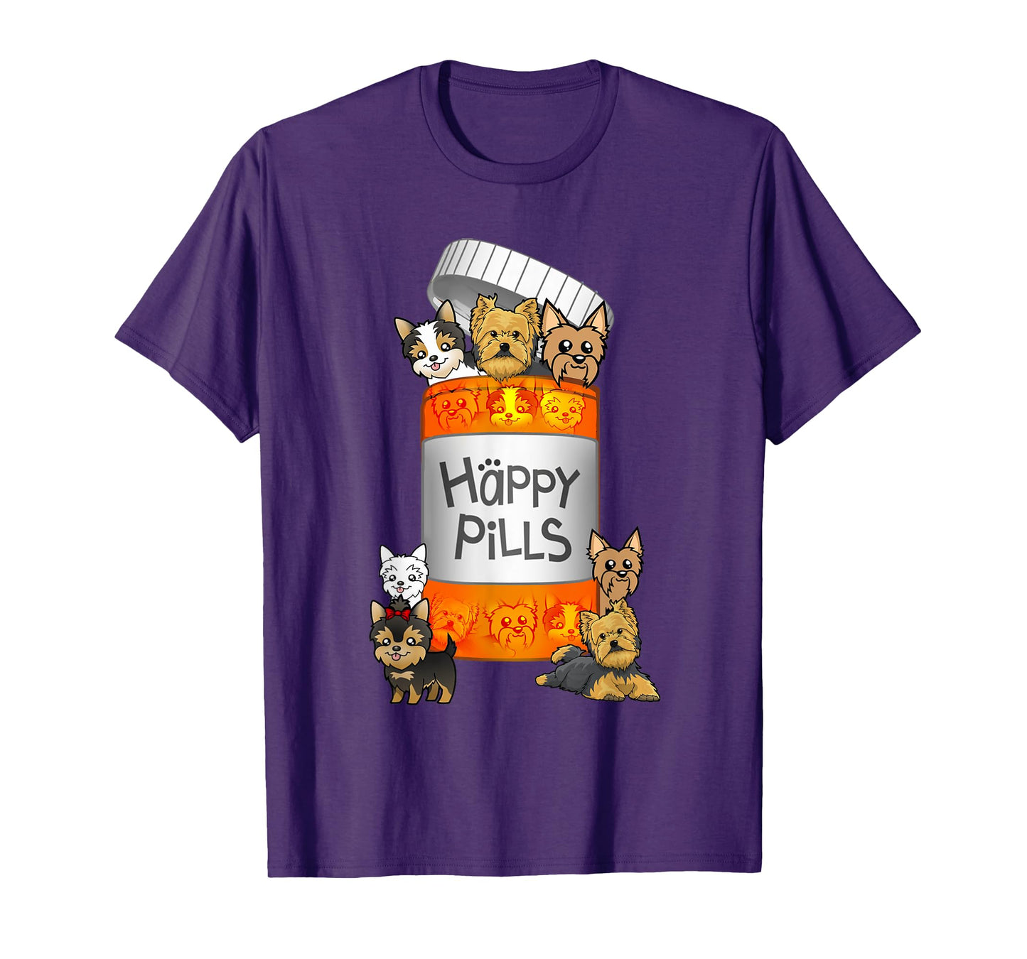 Yorkie Happy Pills T-shirt T-Shirt