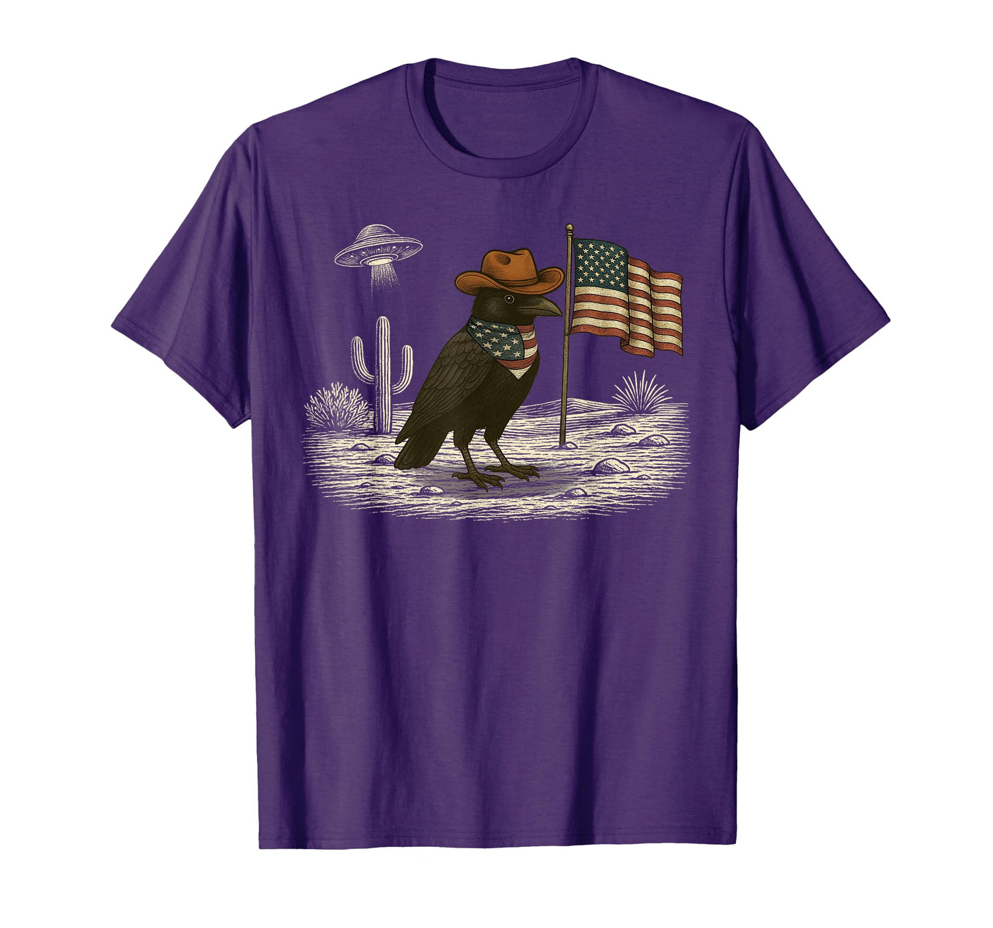 Crow 4th of July US American Flag Patriotic T-Shirt