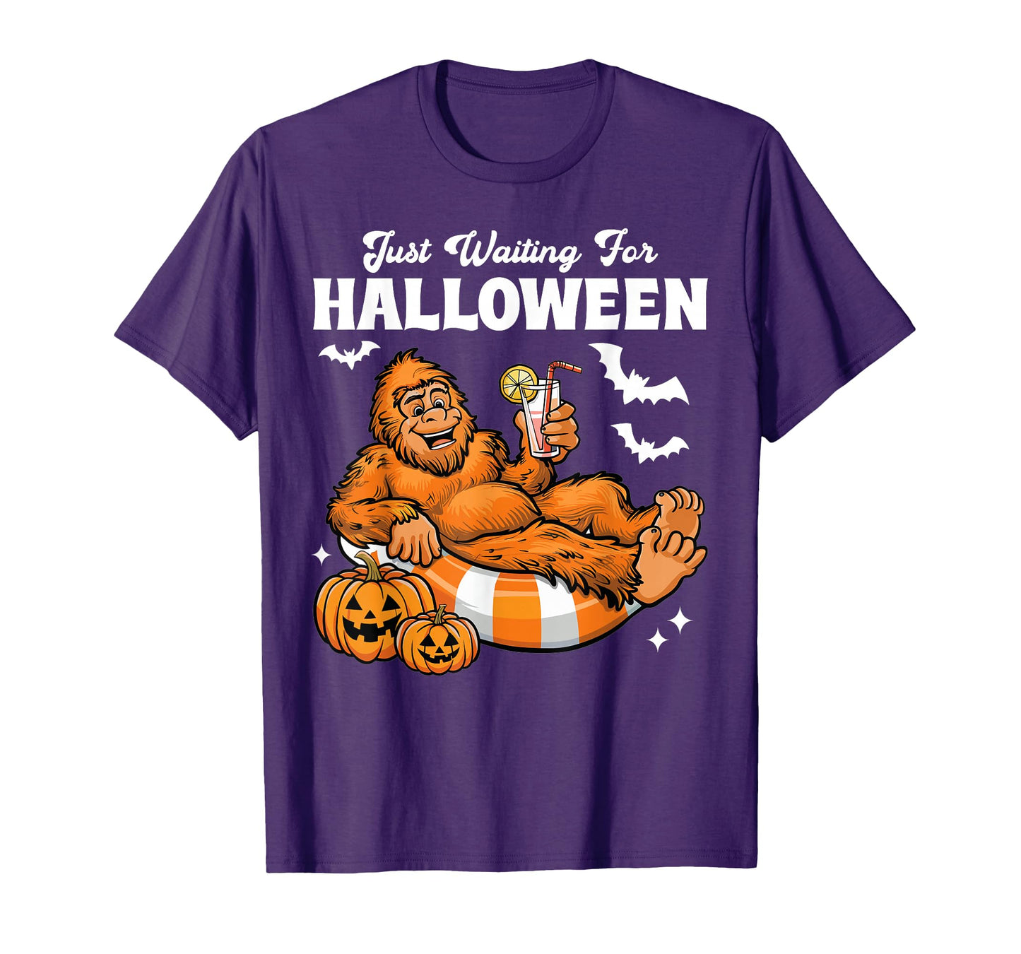 Just Waiting For Halloween Cute Lazy Bigfoot Halloween T-Shirt