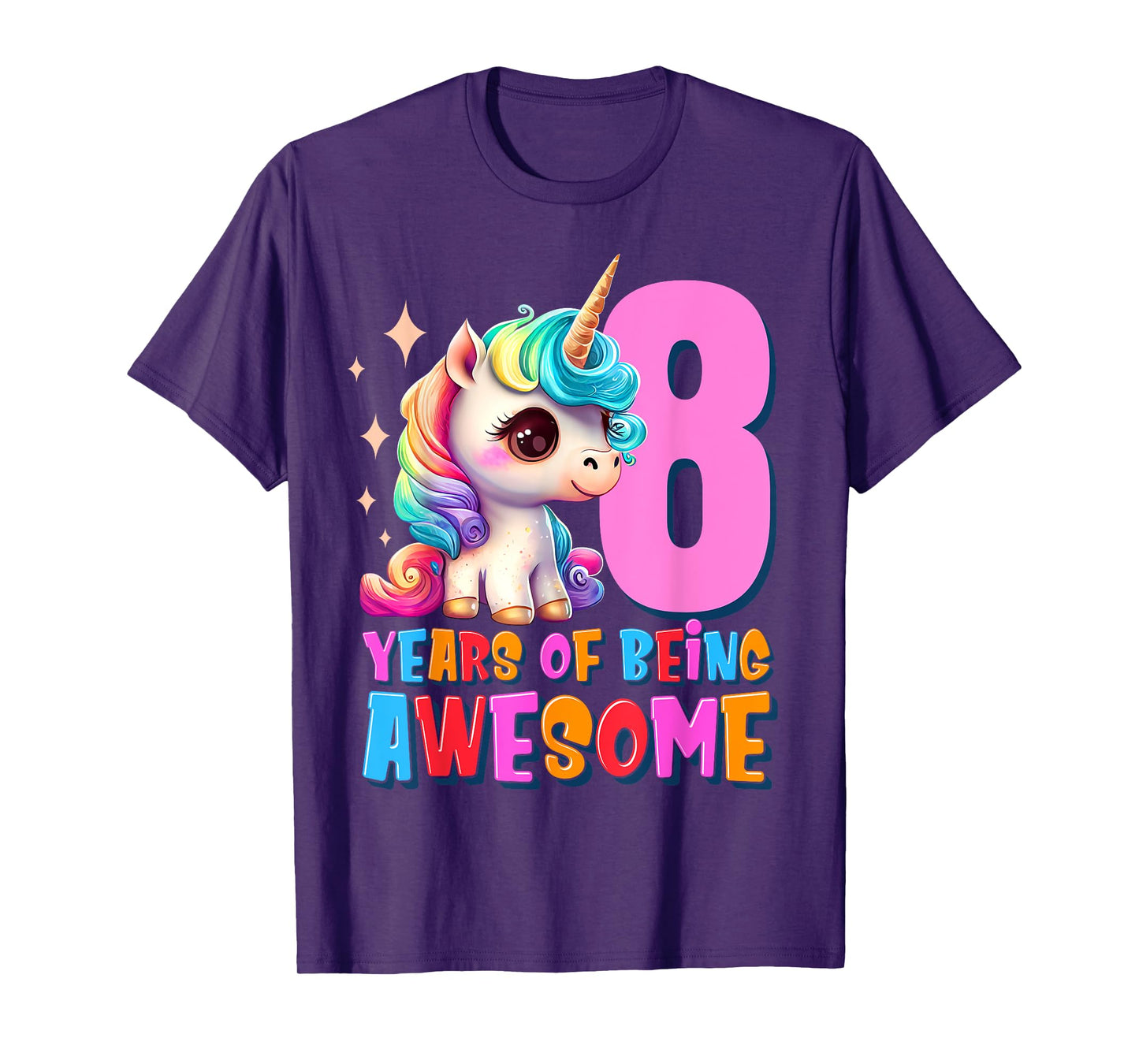 8 Years Old Unicorn Cute 8th Birthday Party Girls & Boys T-Shirt