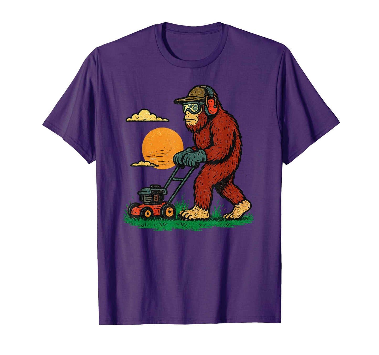 Sasquatch Lawn Mower Vintage Lawn Mower Dad Funny Lawn Mower T-Shirt