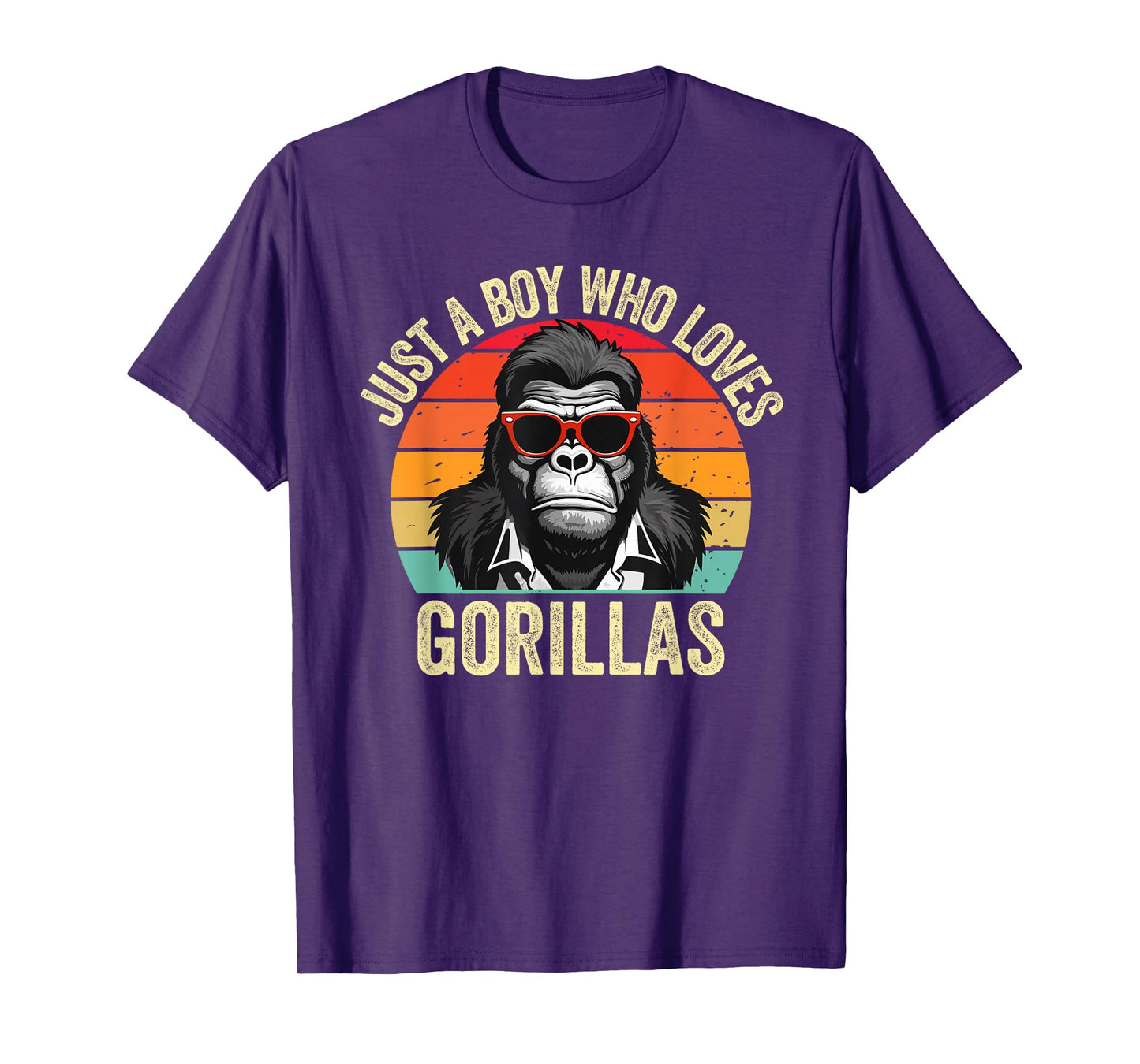 Just A Boy Who Loves Gorillas Kids Retro Gorilla Sunglasses T-Shirt