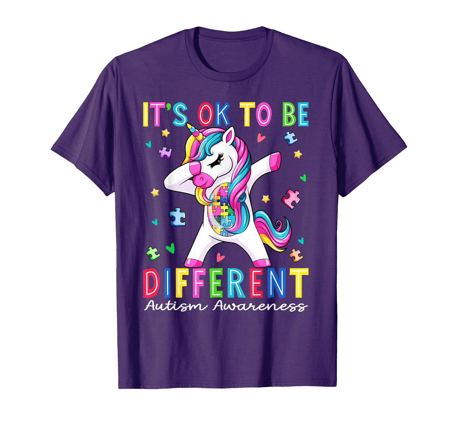 Cute Unicorn It is Ok To Be Different Autism Awareness Girls T-Shirt