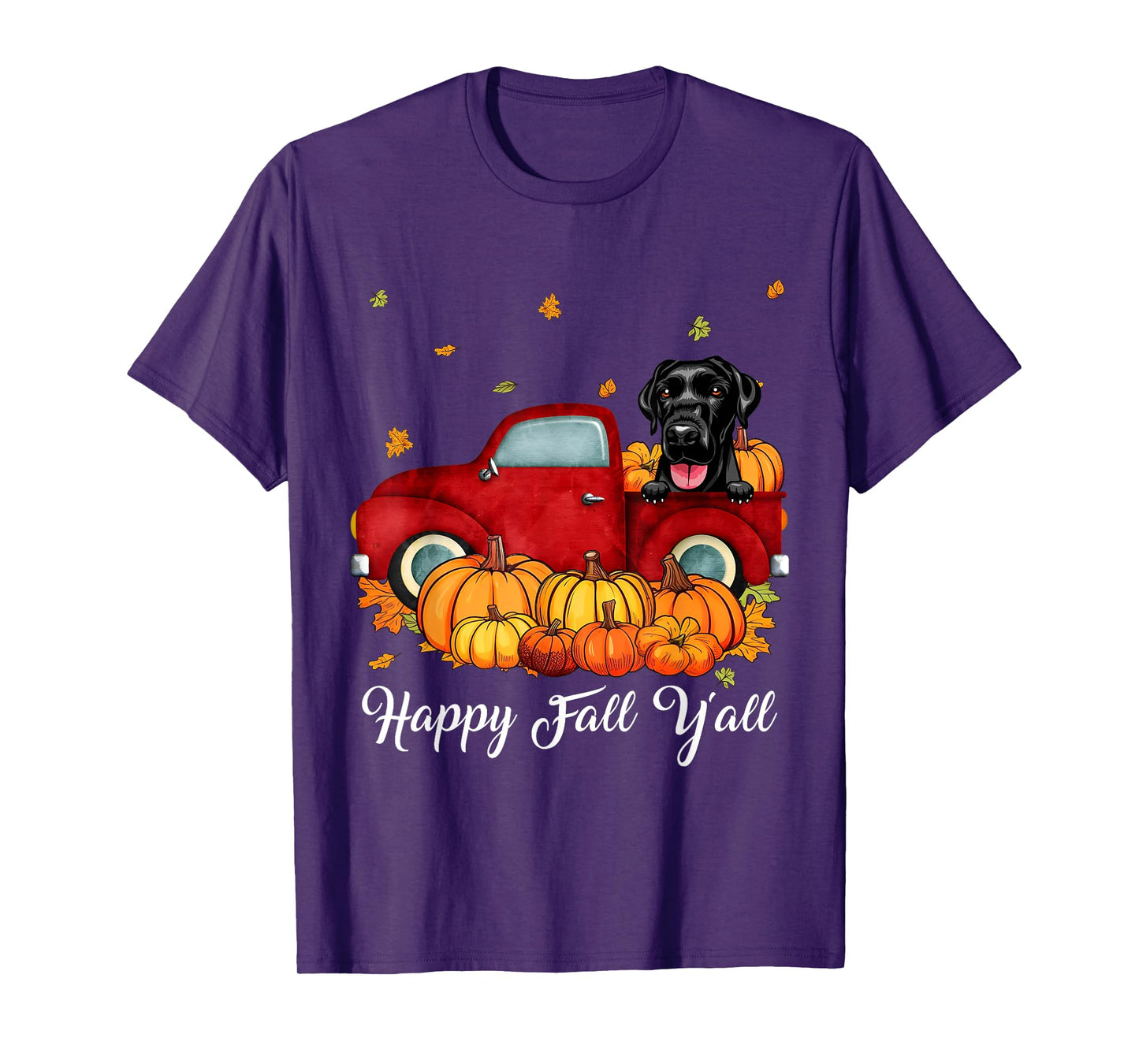 Happy Fall Y'all Labrador Retriever Dog Truck Pumpkin Autumn T-Shirt