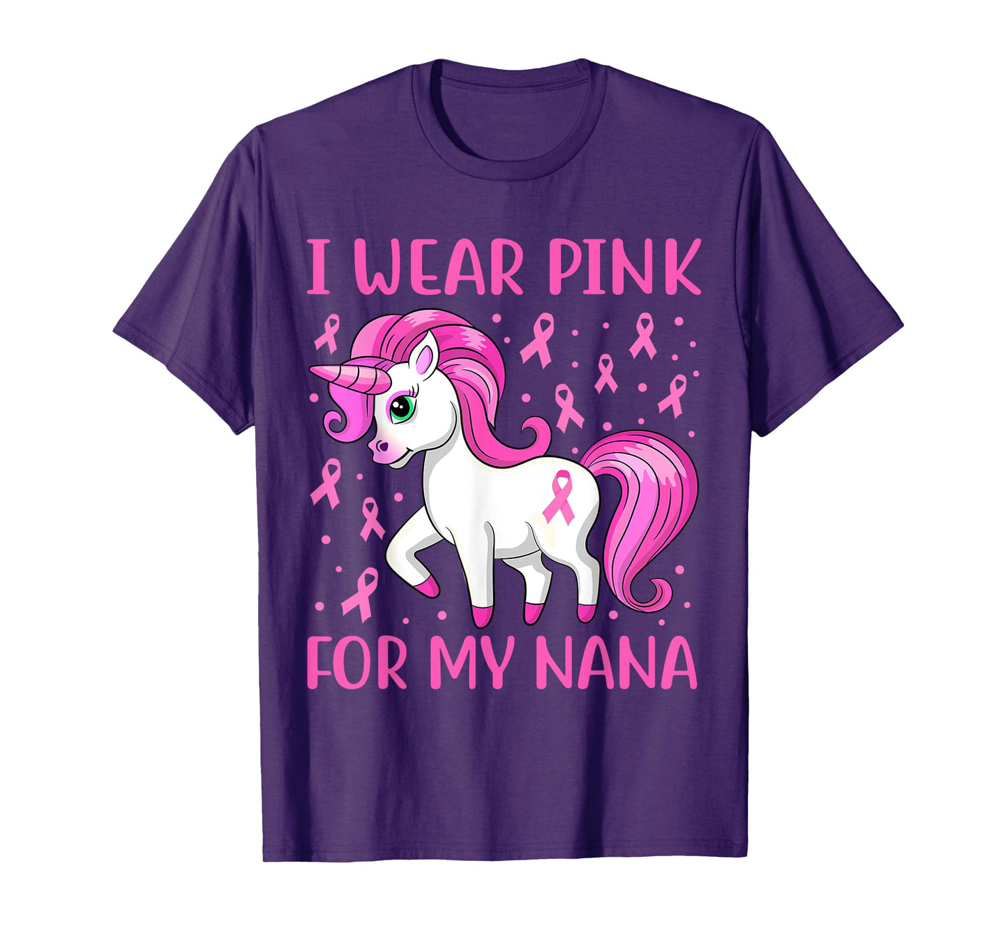 Unicorn Pink Ribbon I Wear Pink For My Nana Breast Cancer T-Shirt