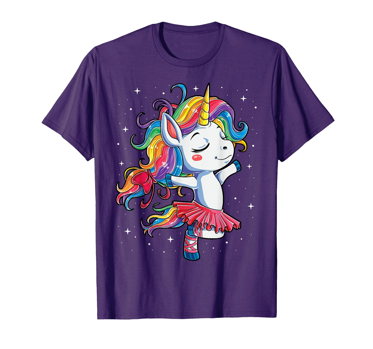 Ballet Dancer Unicorn Girls Women Rainbow Ballerina Color T-Shirt
