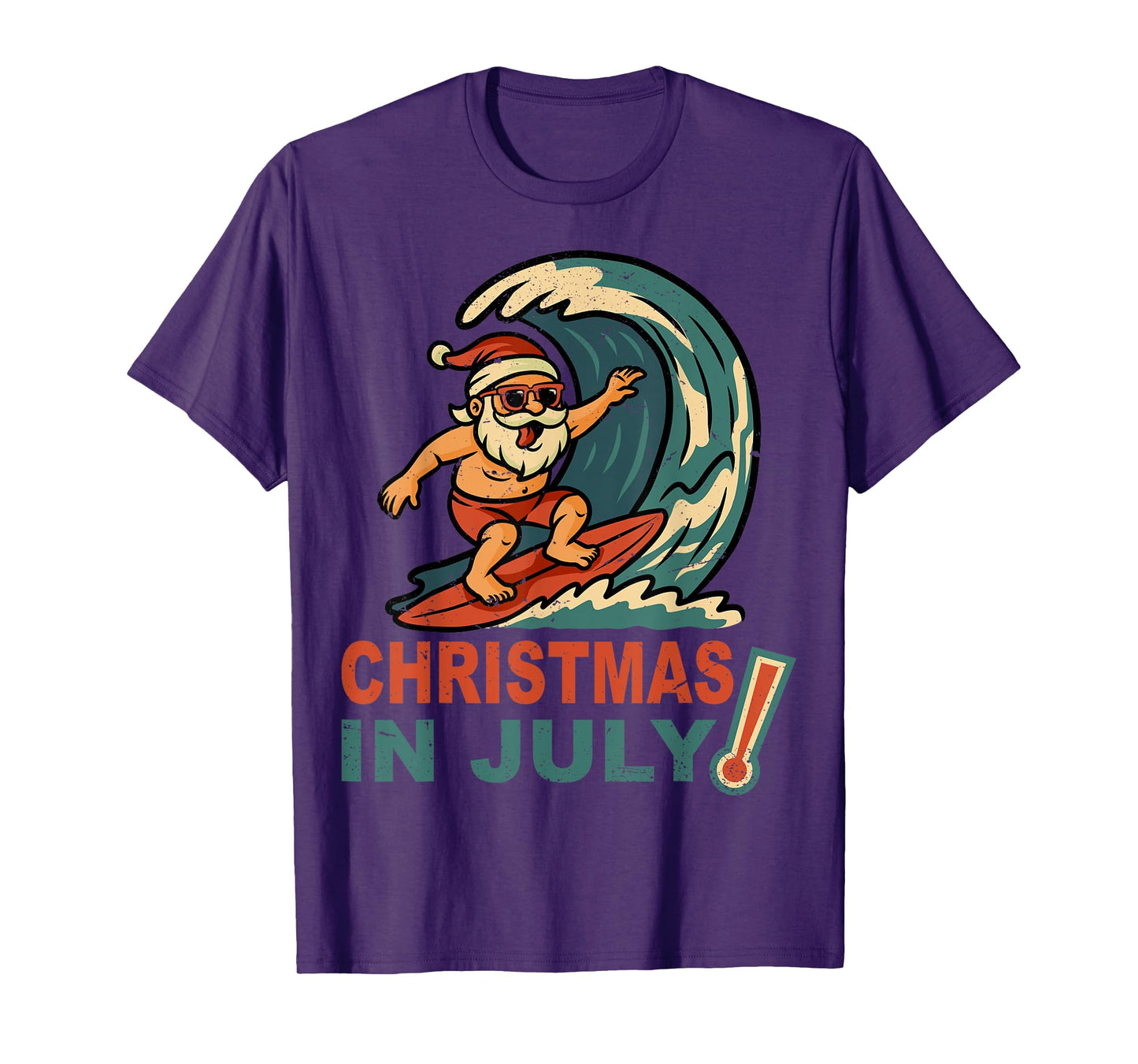 Christmas In July Santa Surfing Summer Hawaiian Christmas T-Shirt