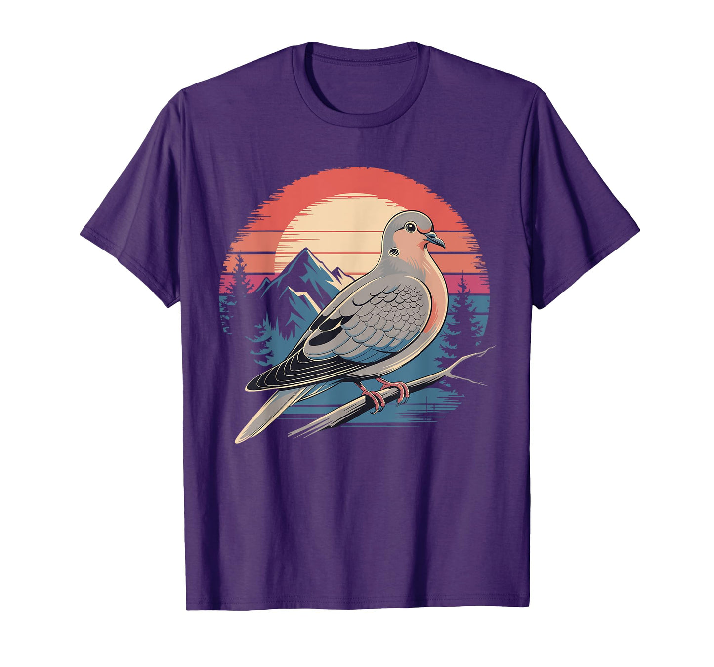 Mourning Dove Bird Lover Vintage Retro Sunset Bird Watching T-Shirt