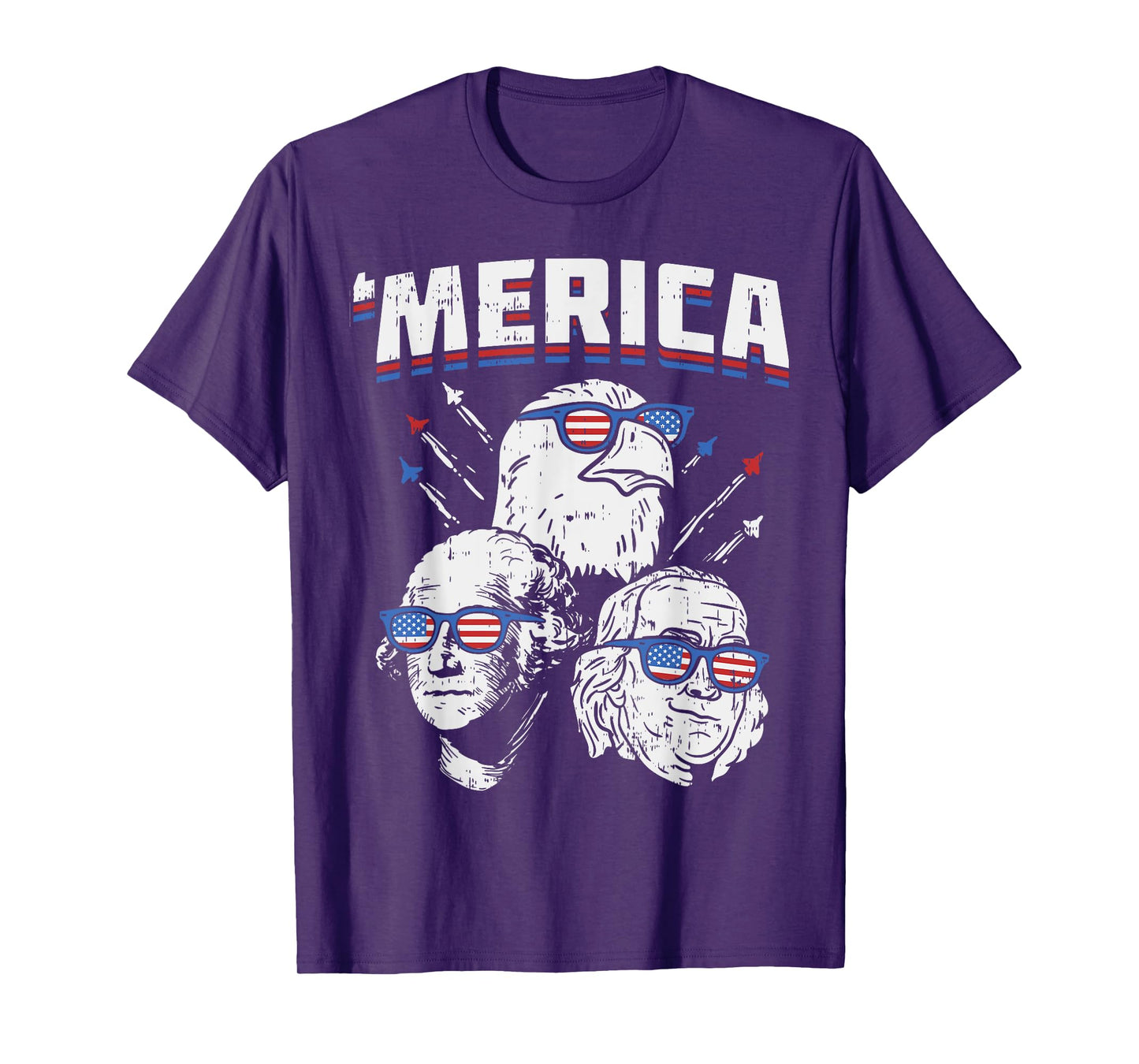 Merica Washington Franklin Eagle 4th Of July USA Patriot T-Shirt for Women Kids Men