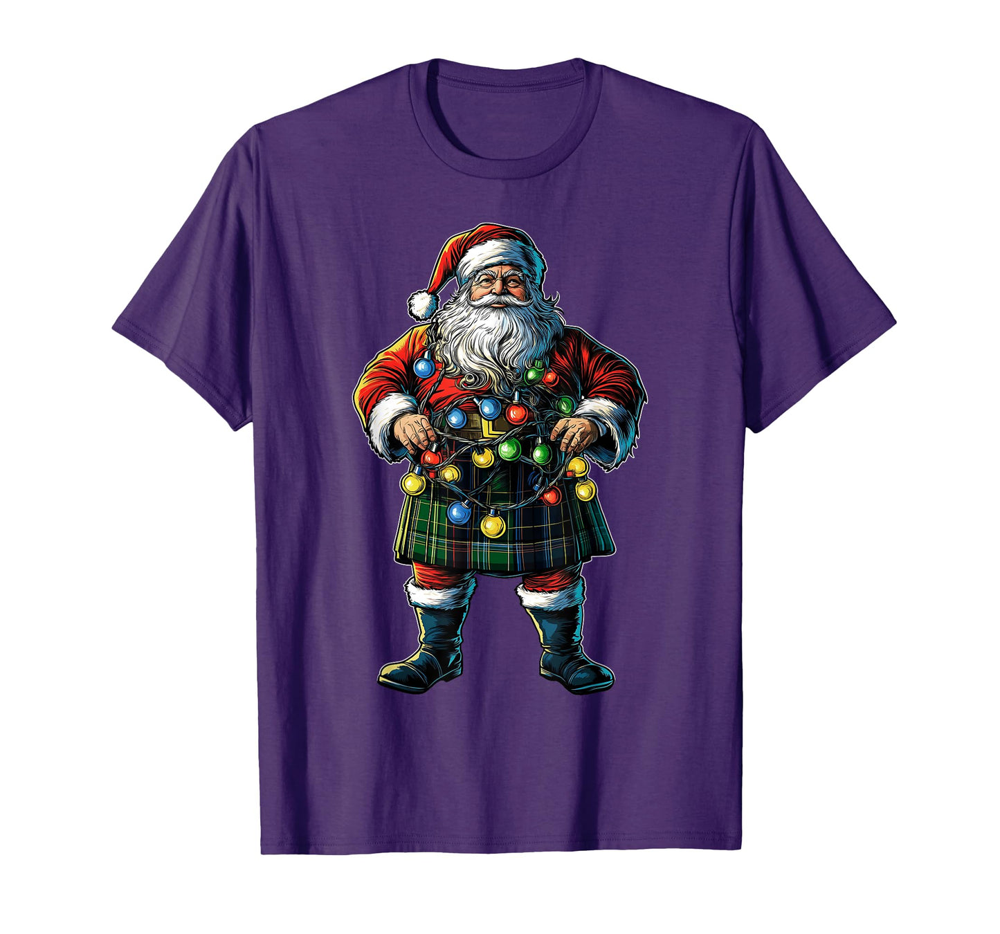 Santa Claus Scottish Kilt Scotland Christmas Hat Xmas T-Shirt