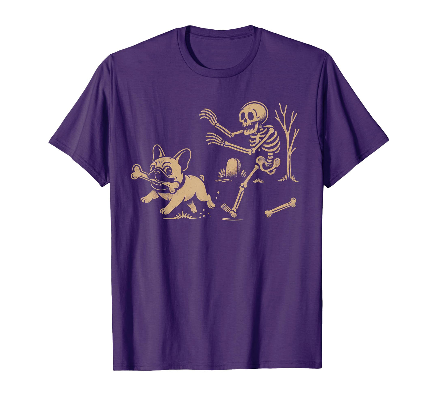 French Bulldog Halloween Frenchie Skeleton Chase Spooky T-Shirt