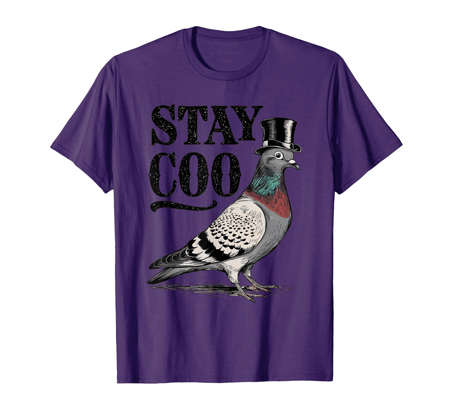 Stay Coo Funny Pigeon Top Hat Retro Design T-Shirt