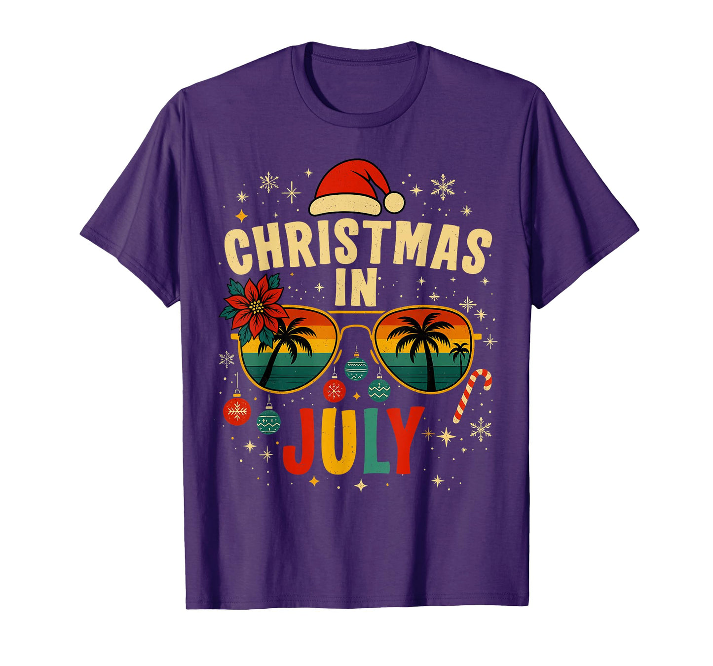 Christmas In July Sunglasses Beach Santa Hat Men Women Kid T-Shirt