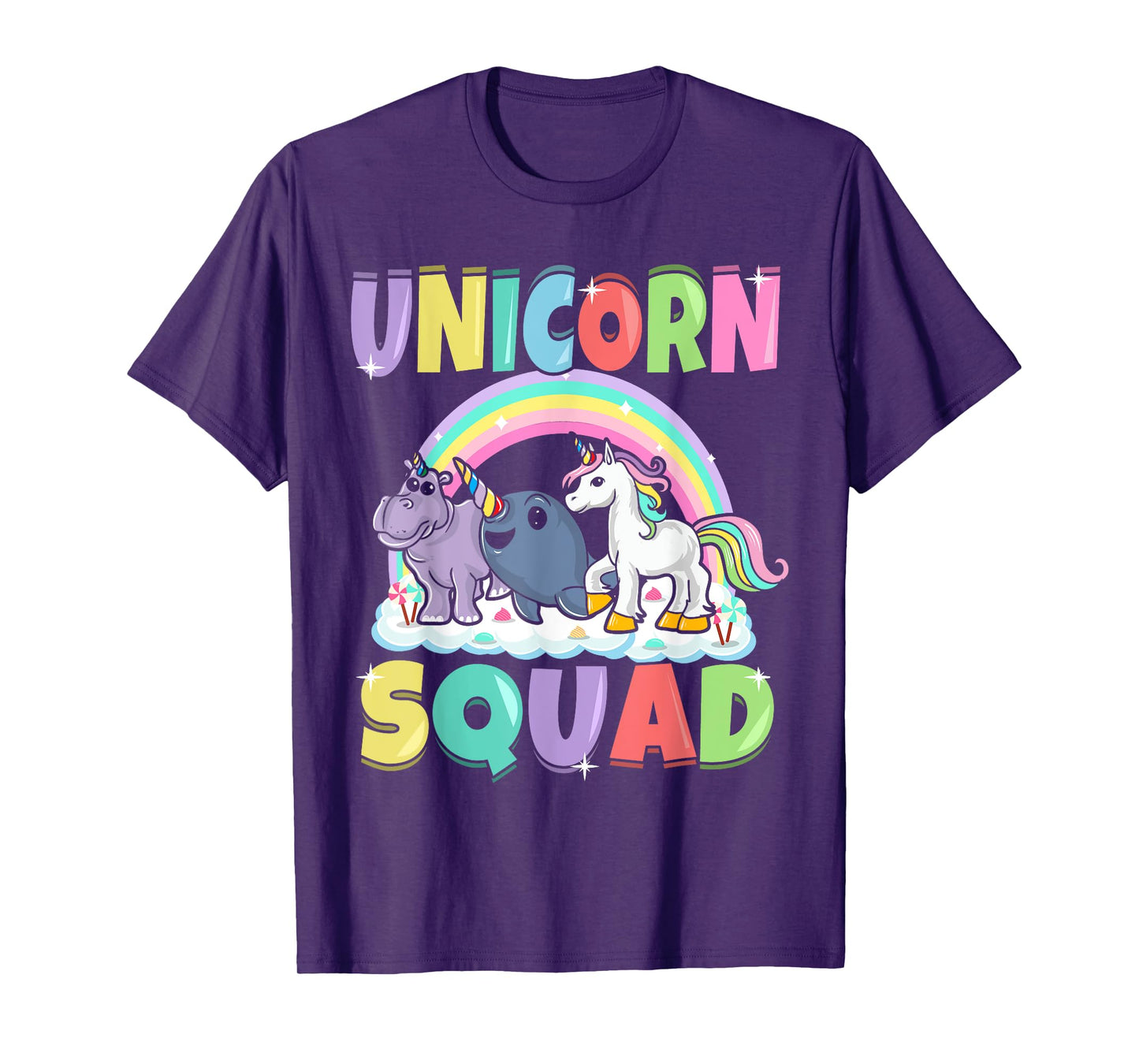 Unicorn Squad Rhino Narwhal Magical Creatures Cute Girly T-Shirt