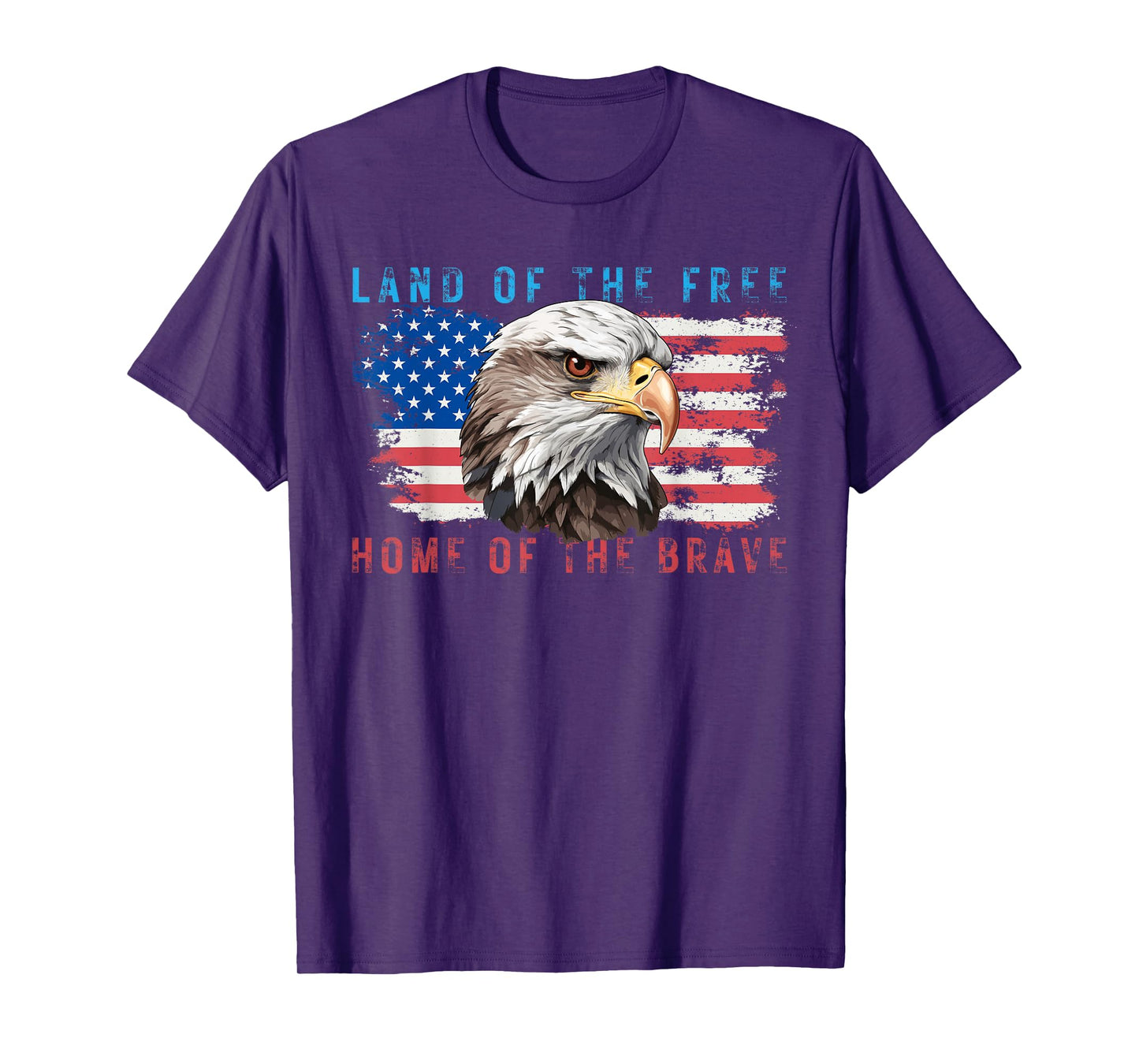 Land of the Free Home of the Brave Bald Eagle US Flag July 4 T-Shirt