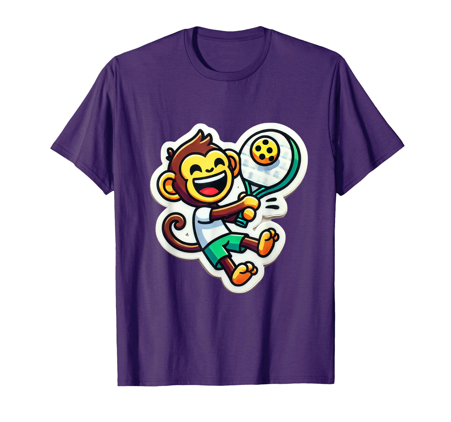 Cute Monkey Playing Pickleball Design T-Shirt