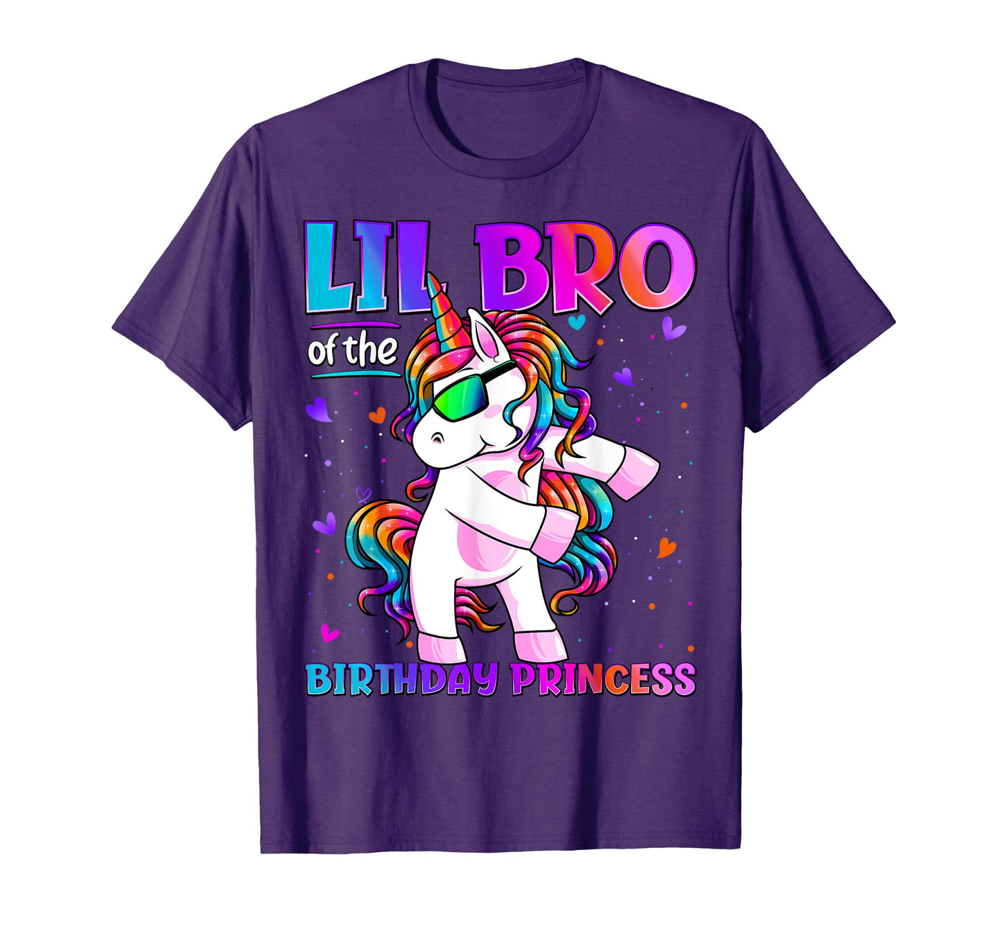Lil Bro Of Birthday Princess Flossing Unicorn Lil Brother T-Shirt