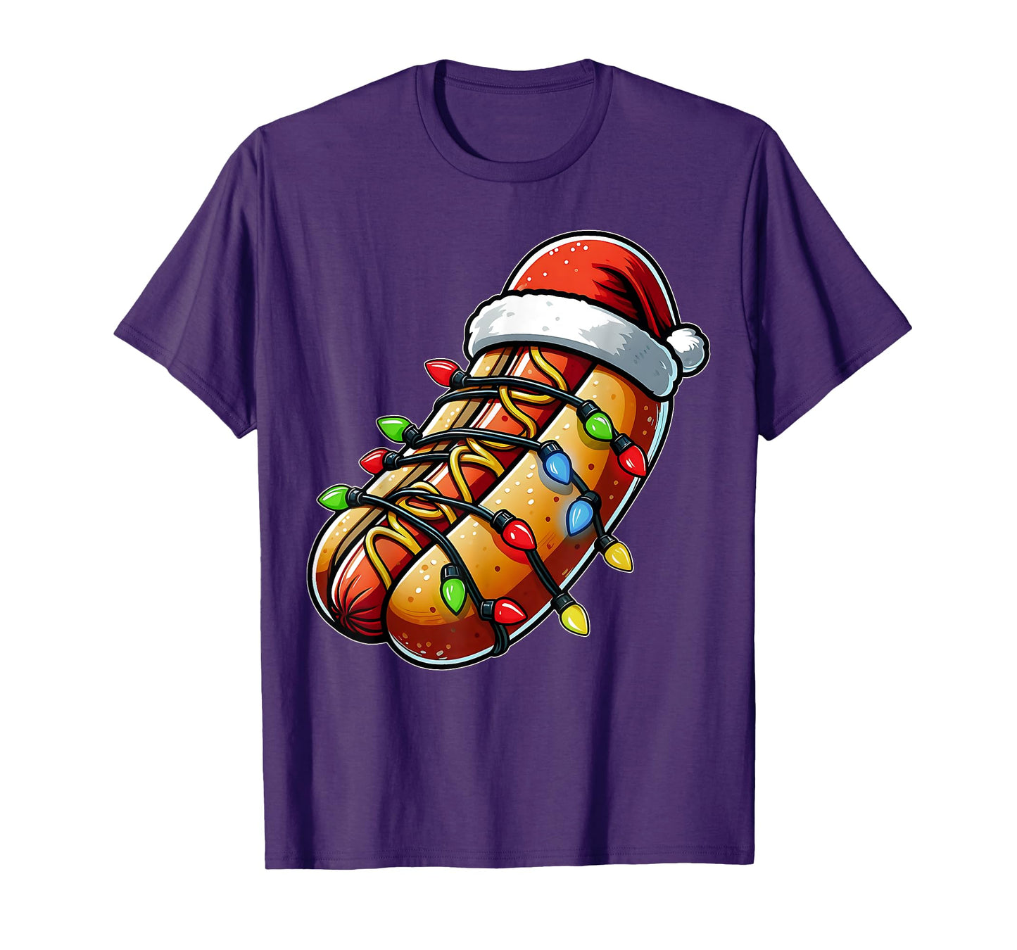 Hot Dog Christmas Hat Xmas T-Shirt