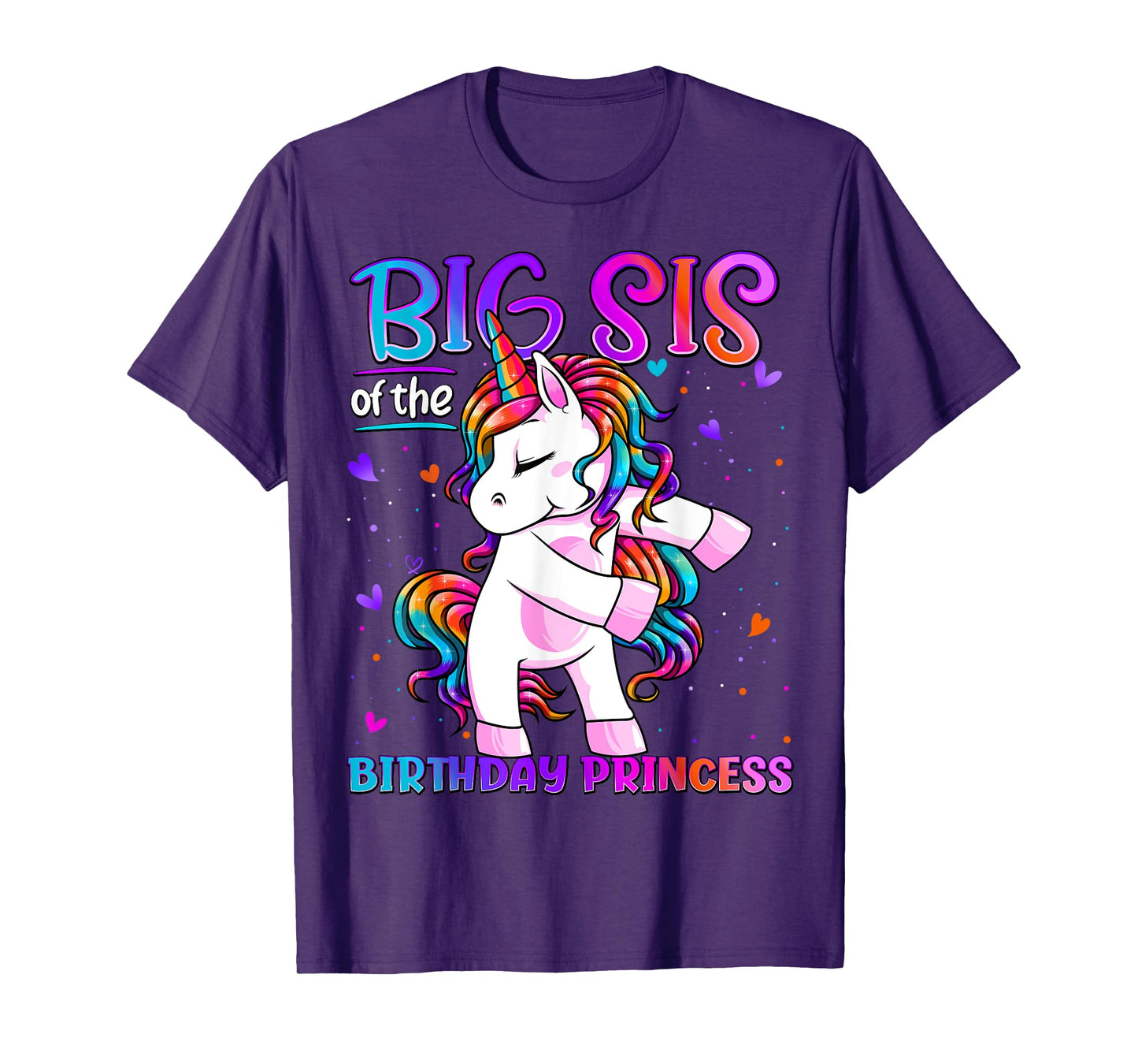 Big Sis of the Birthday Princess Flossing Unicorn Big Sister T-Shirt