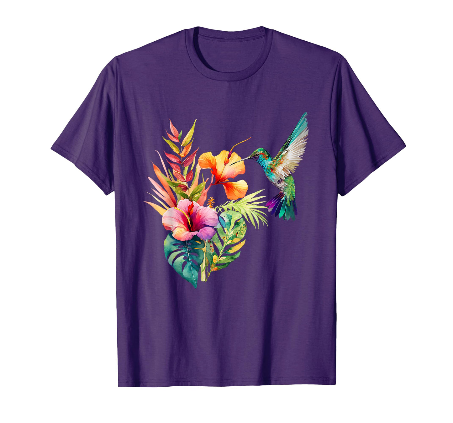 Hummingbird Backyard Birdwatching Tropical Flowers Birders T-Shirt