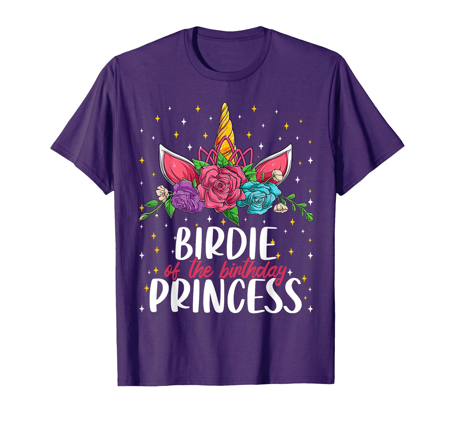 Birdie Of The Birthday Princess Girl Unicorn Bday Party T-Shirt