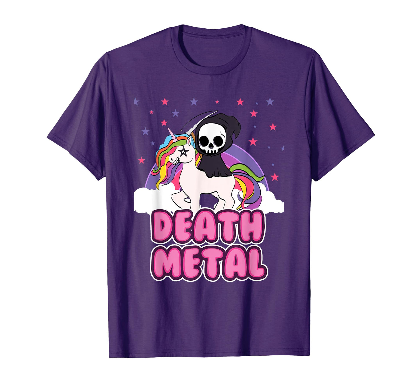 Death Metal - Unicorn Grim Reaper Rainbow Heavy Metal T-Shirt