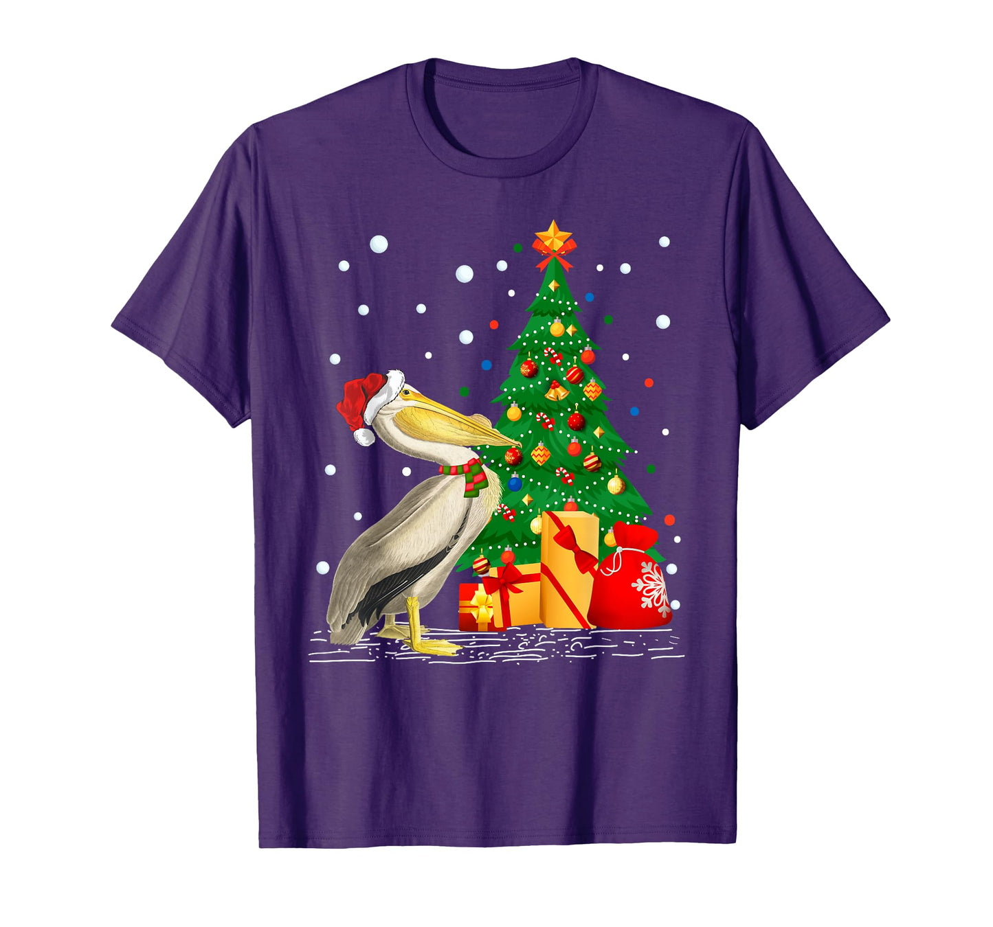 Funny Pelican Lover Gift Santa Hat Pelican Christmas T-Shirt