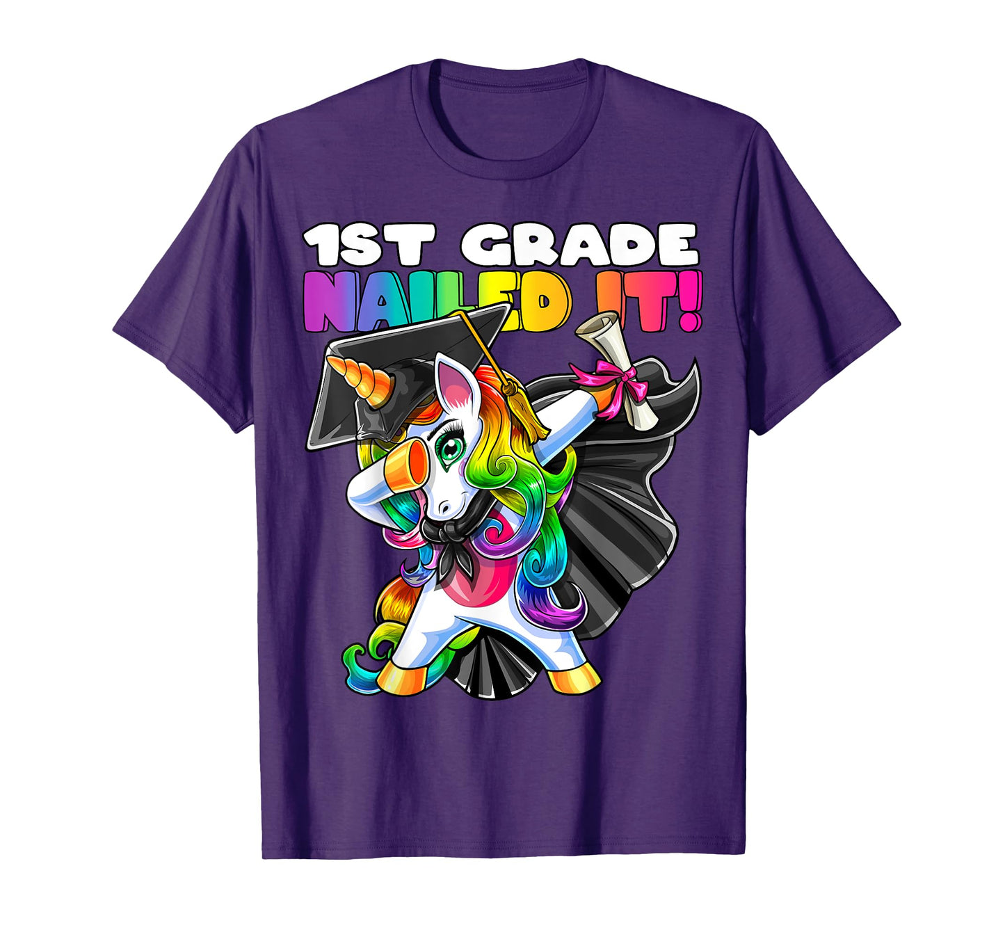 Dabbing Unicorn 1st Grade Graduation Cap Gown Gift Girls T-Shirt