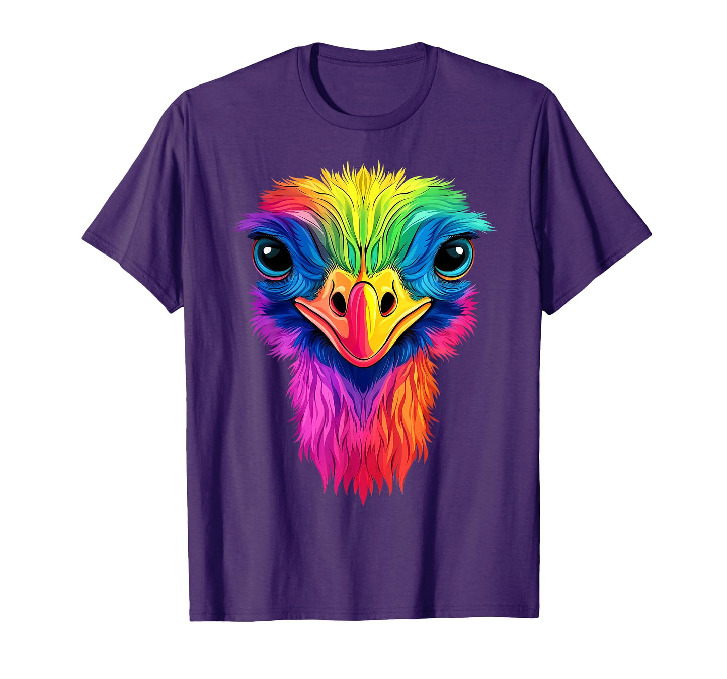 Colorful Ostrich African Wildlife Safari Animals Black T-Shirt