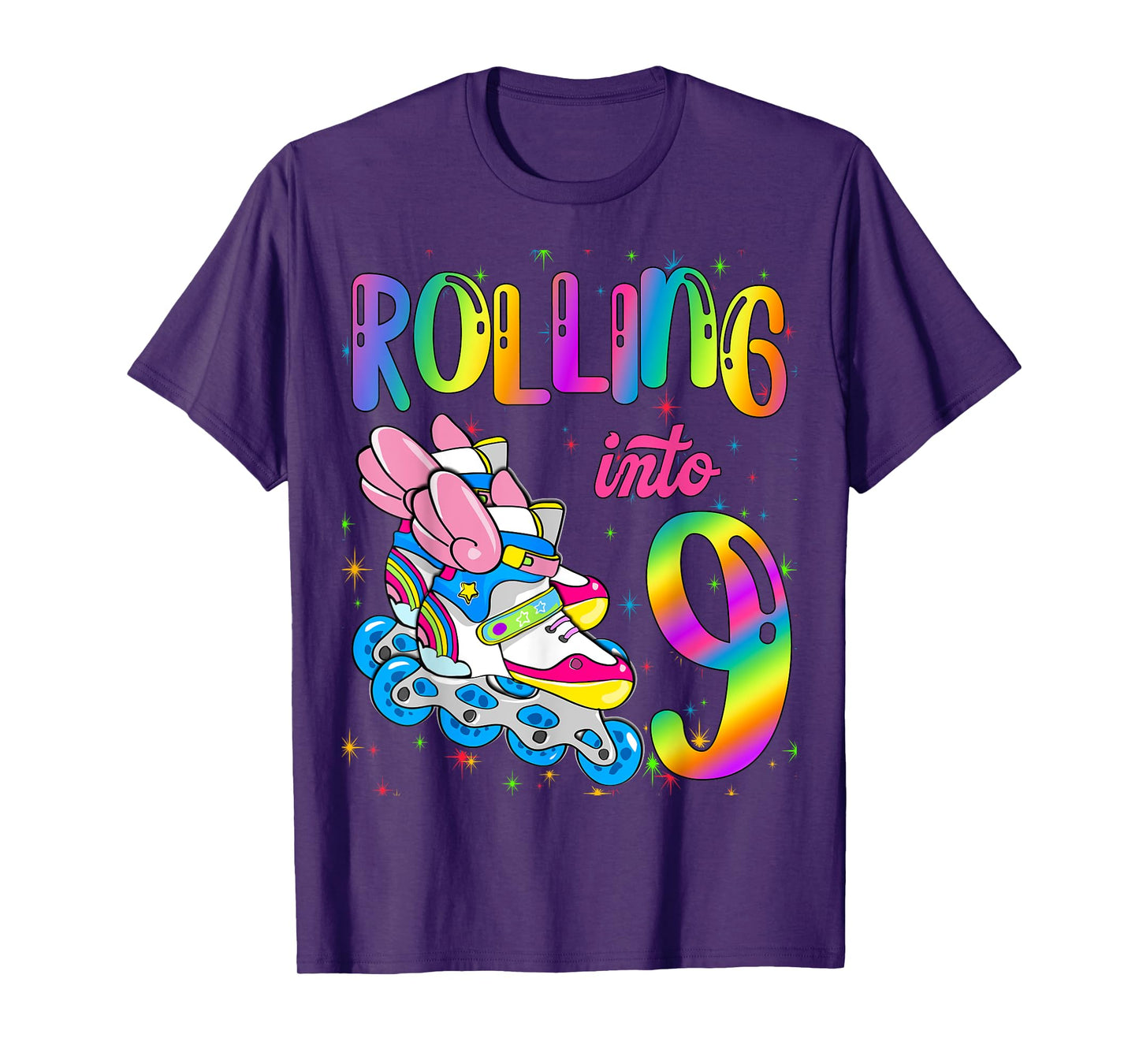 Rolling Into 9 years Let's Roll I'm Turning 9 Roller Skate T-Shirt