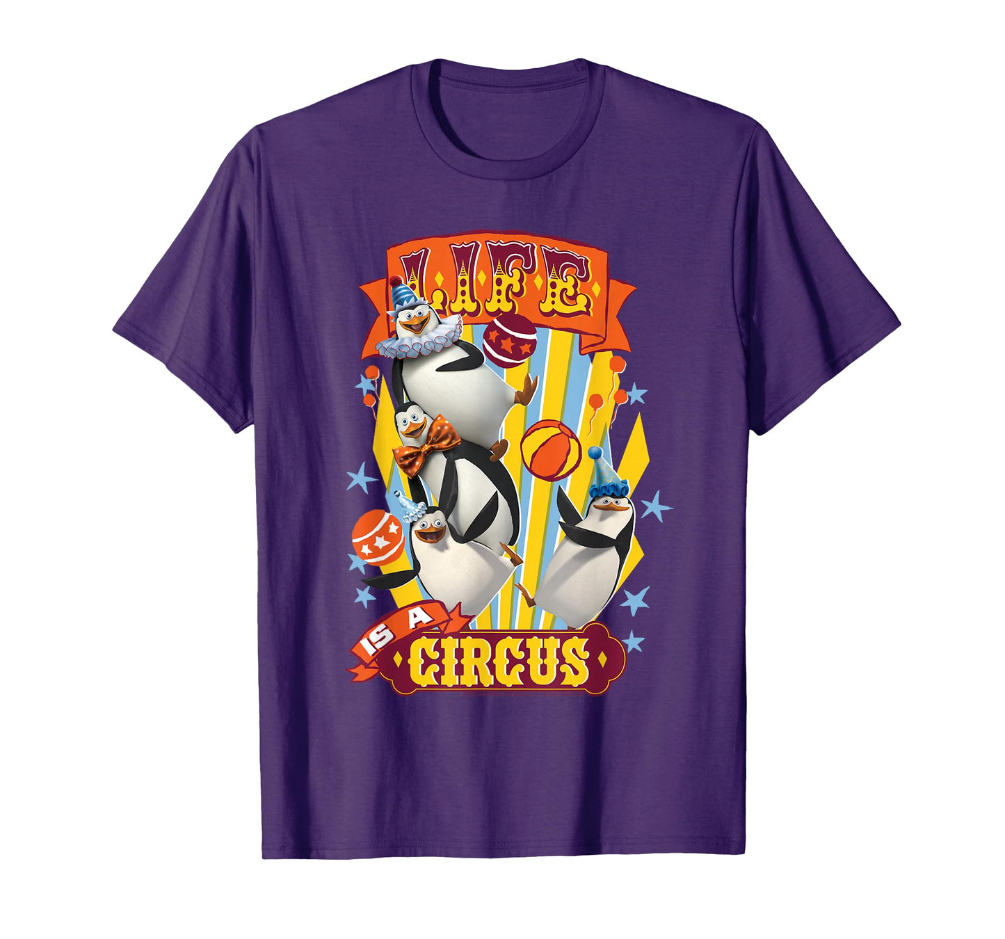 Madagascar Penguin's Life Is a Circus Tex Poster T-Shirt