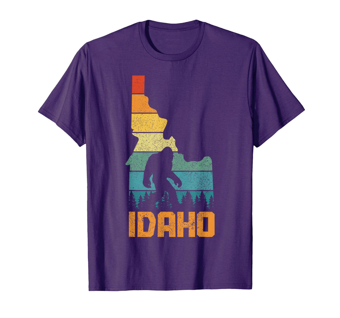 Idaho Bigfoot State Map Hunting Hunter Funny Pride Vintage T-Shirt